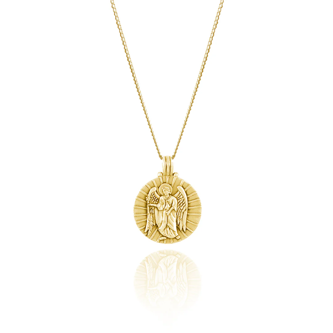 9KT SOLID GOLD St Gabriel - Archangel Saint of Communication Necklace - Gold