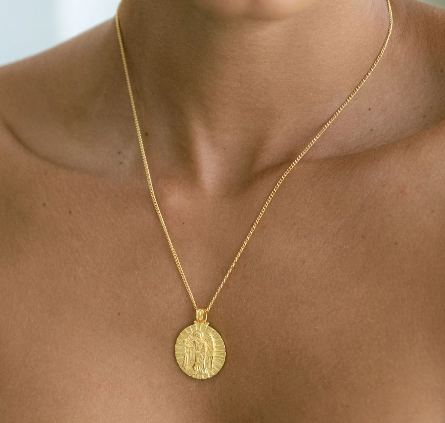 9KT SOLID GOLD St Gabriel - Archangel Saint of Communication Necklace - Gold - Image 6