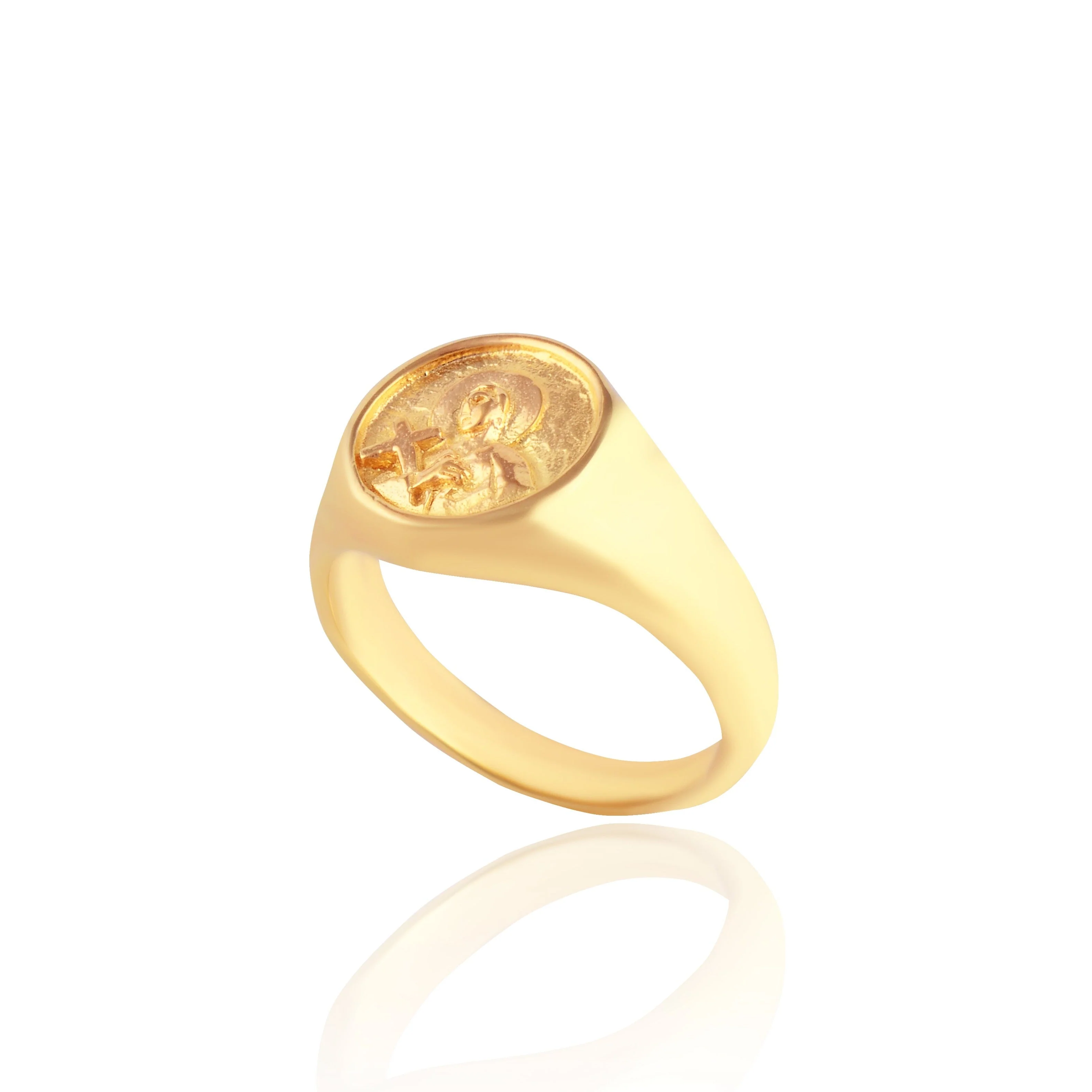 9KT SOLID GOLD St Gerard Patron Saint of Motherhood Signet Ring - Image 7