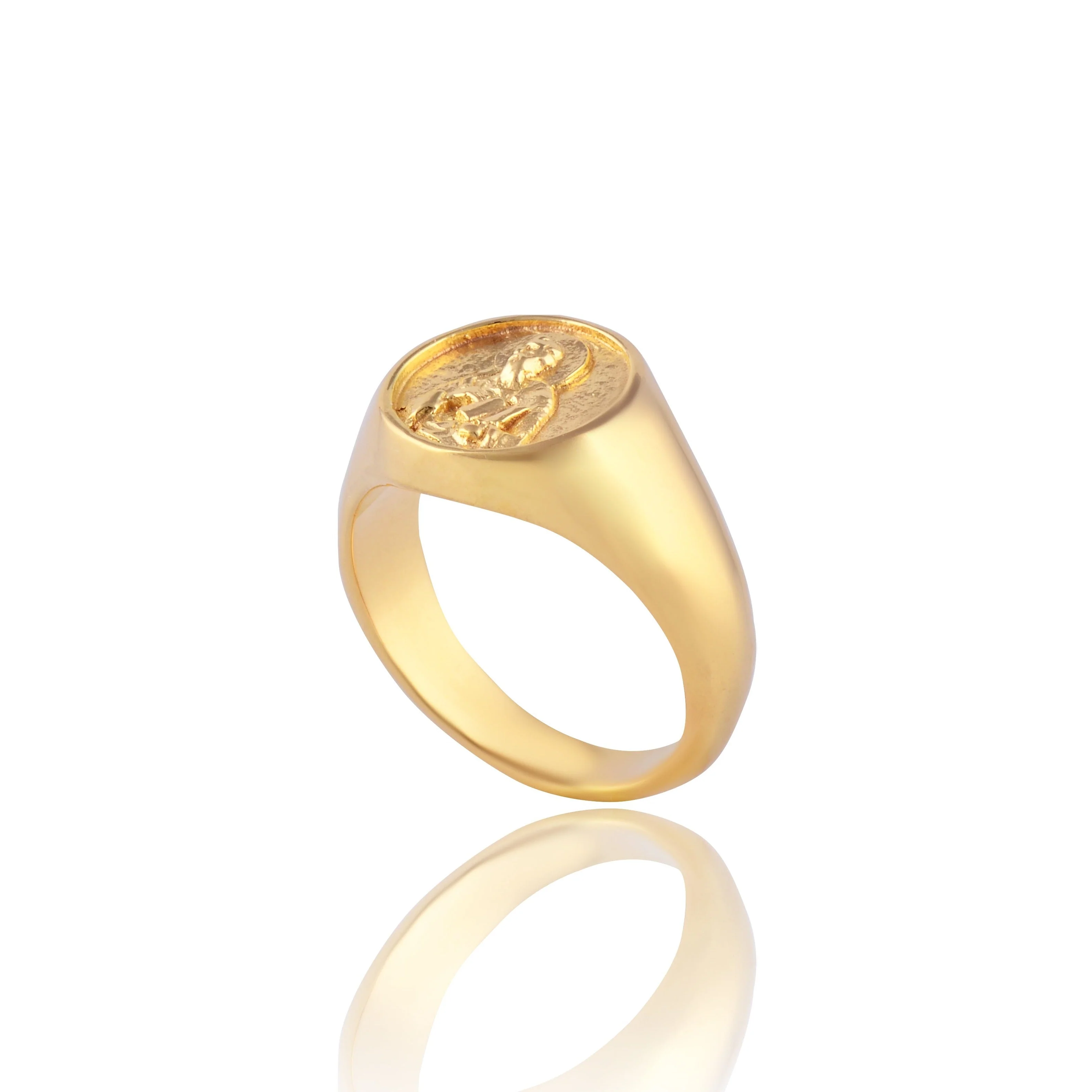 9KT SOLID GOLD St John Patron Saint of Friendship & Love Signet Ring - Image 4