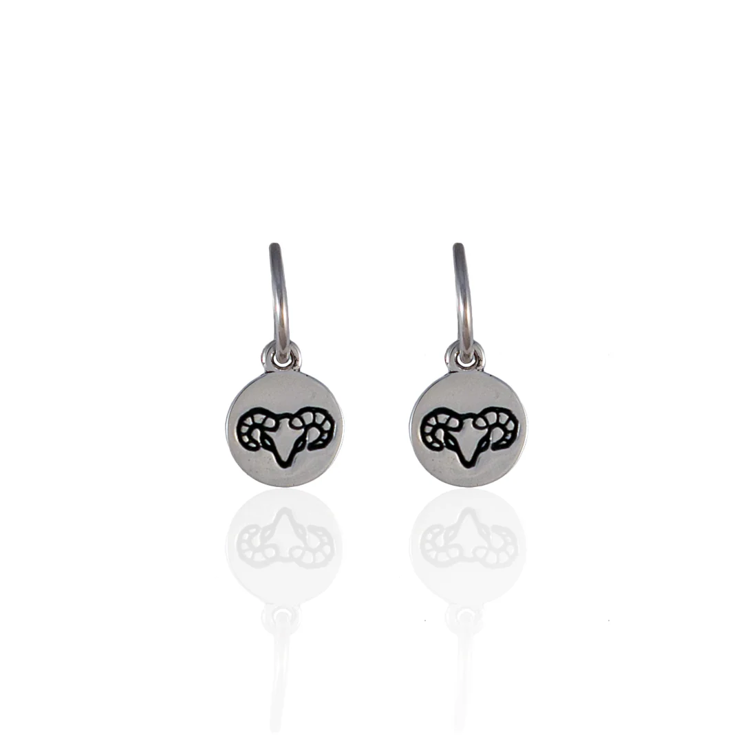 Aries Mini Zodiac Hoops - Silver
