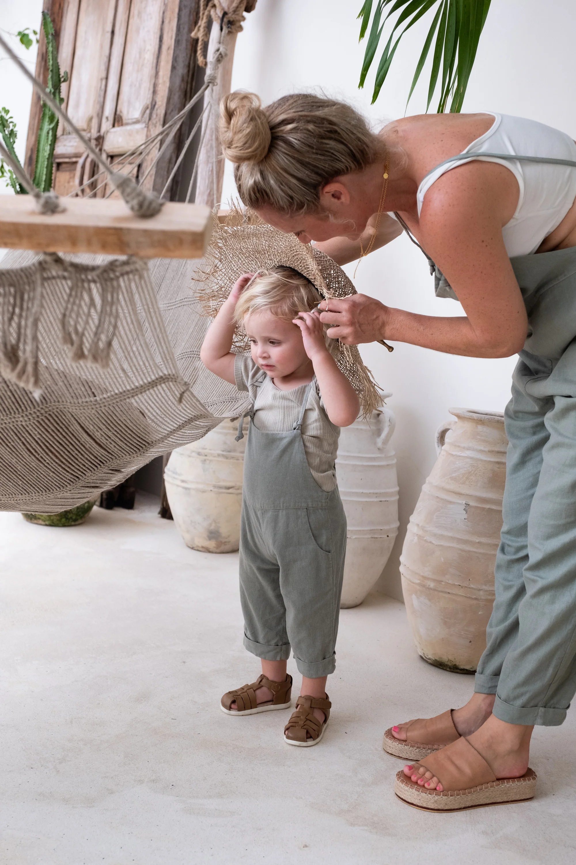 Baby Ollie Overalls - Sage **Organically Plant Dyed** - Image 2