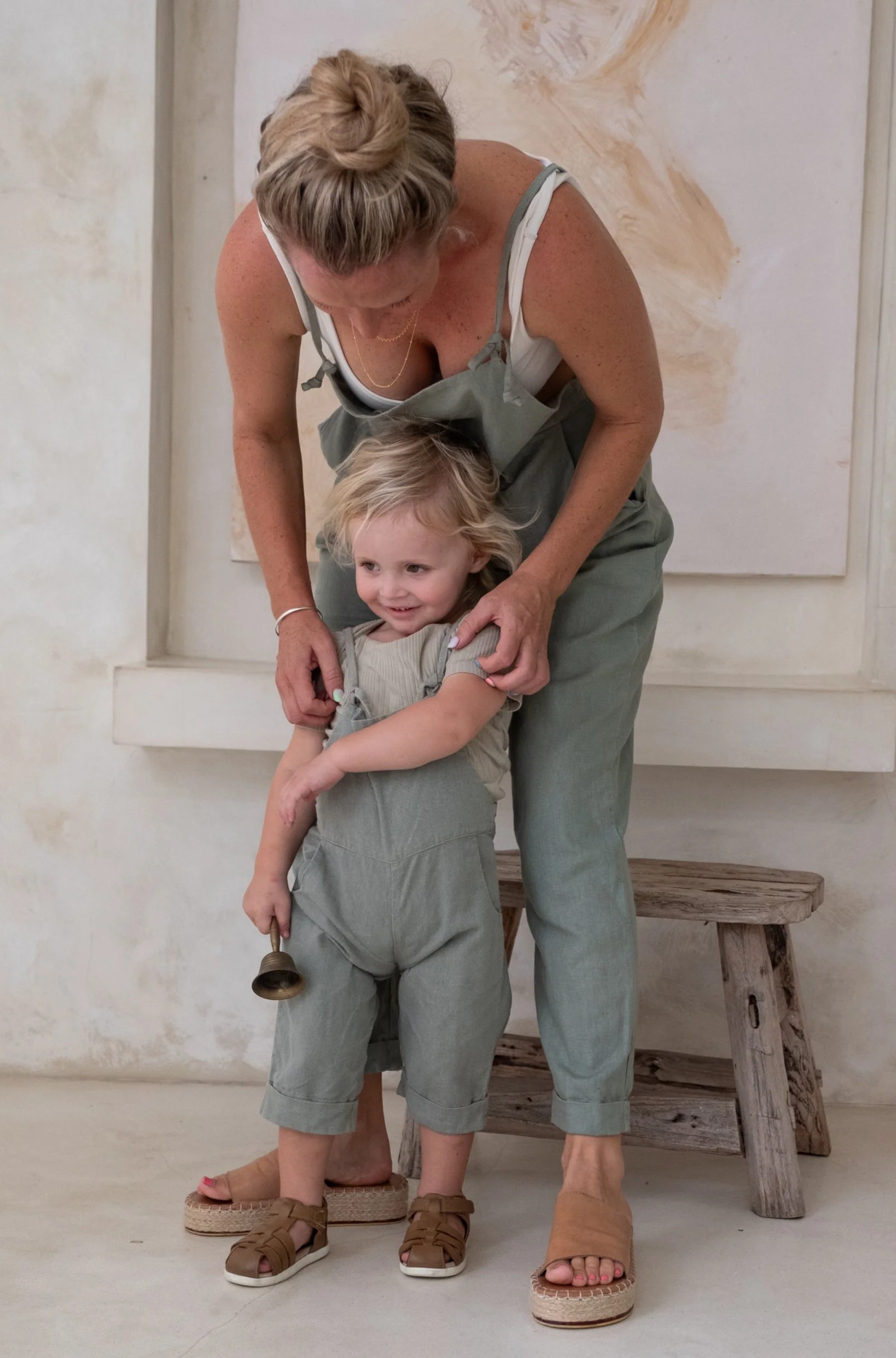 Baby Ollie Overalls - Sage **Organically Plant Dyed** - Image 3