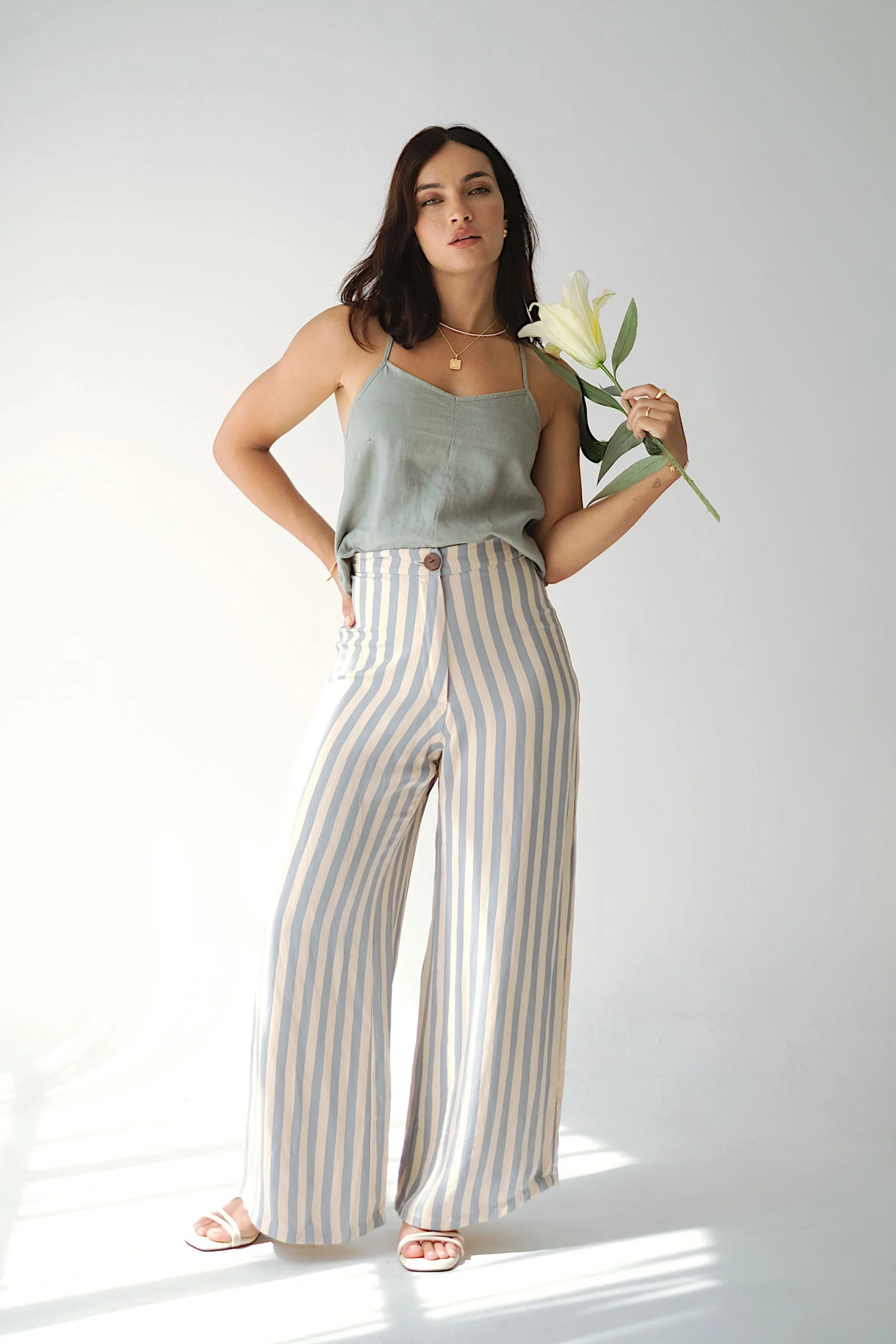 BANKS PANTS - Blue/Macadamia Stripe - Image 2