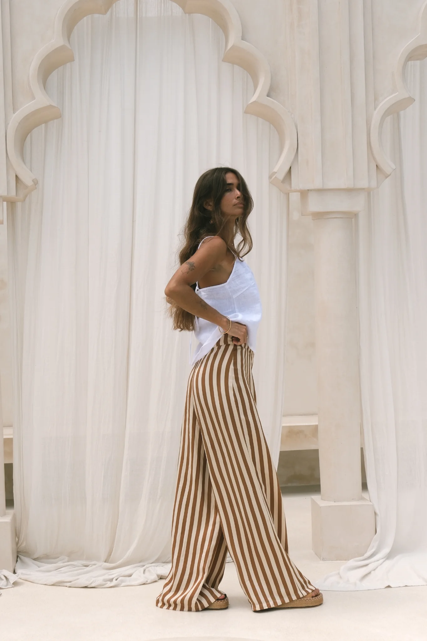 BANKS PANTS - Sand/Cocoa Stripe - Image 2