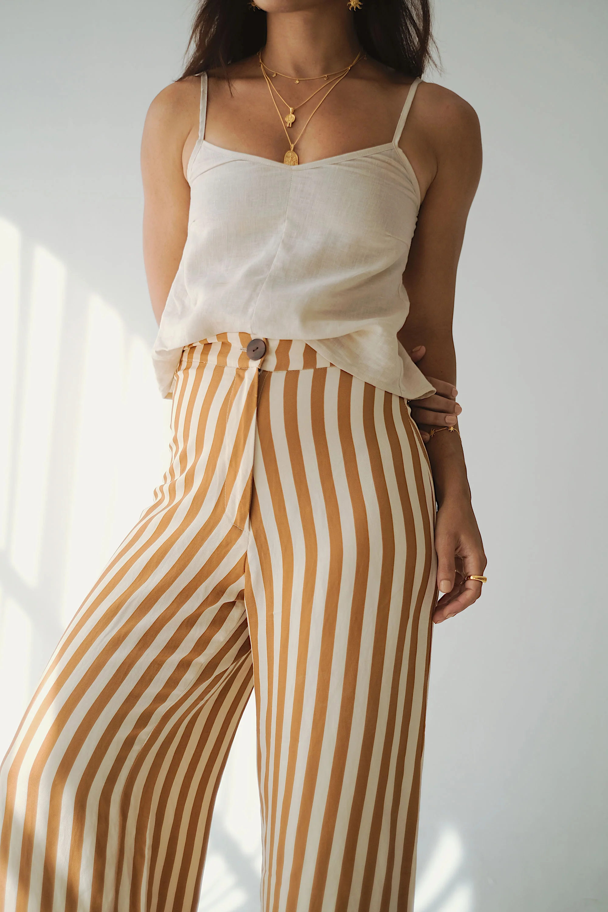 BANKS PANTS - Sand/Cocoa Stripe - Image 3