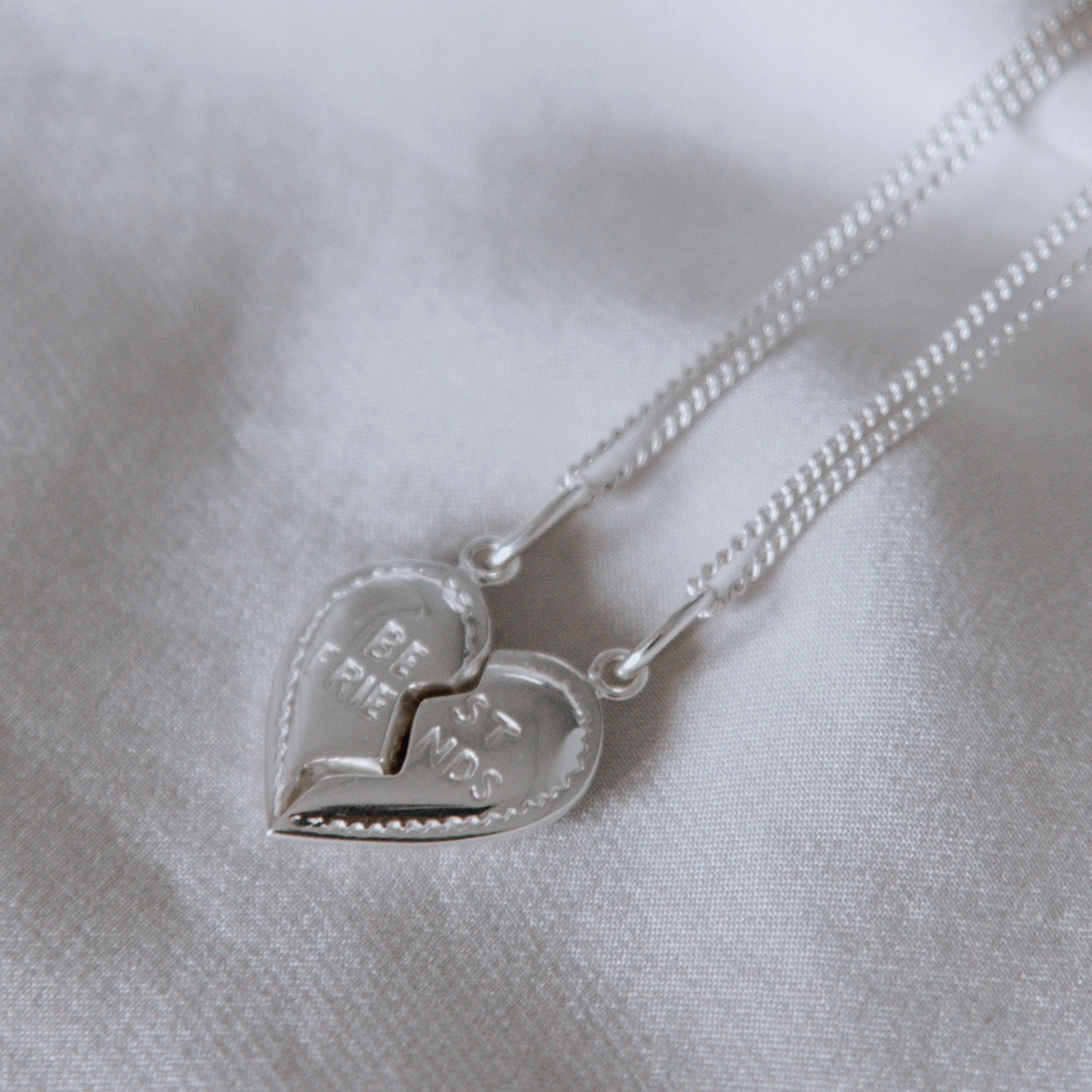 BFF Broken Heart Necklace SET - Silver - Image 7