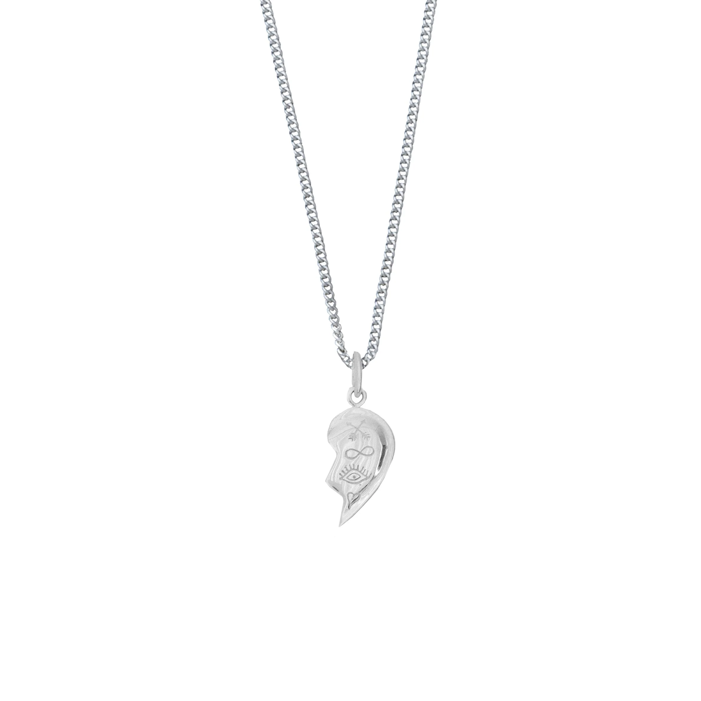 BFF Broken Heart Necklace SINGLE - Silver - Image 4