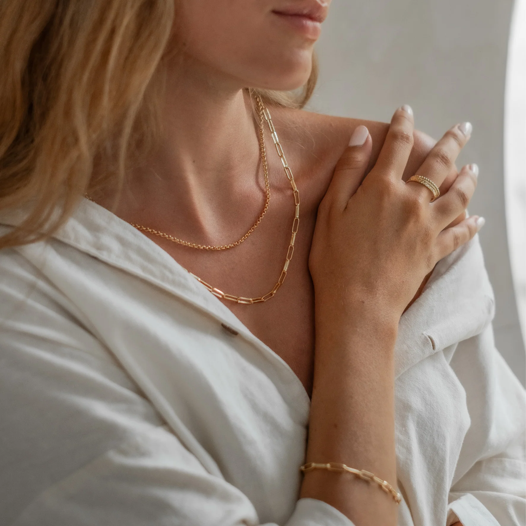 Washington Paper Clip Chain Necklace - Gold - Image 6