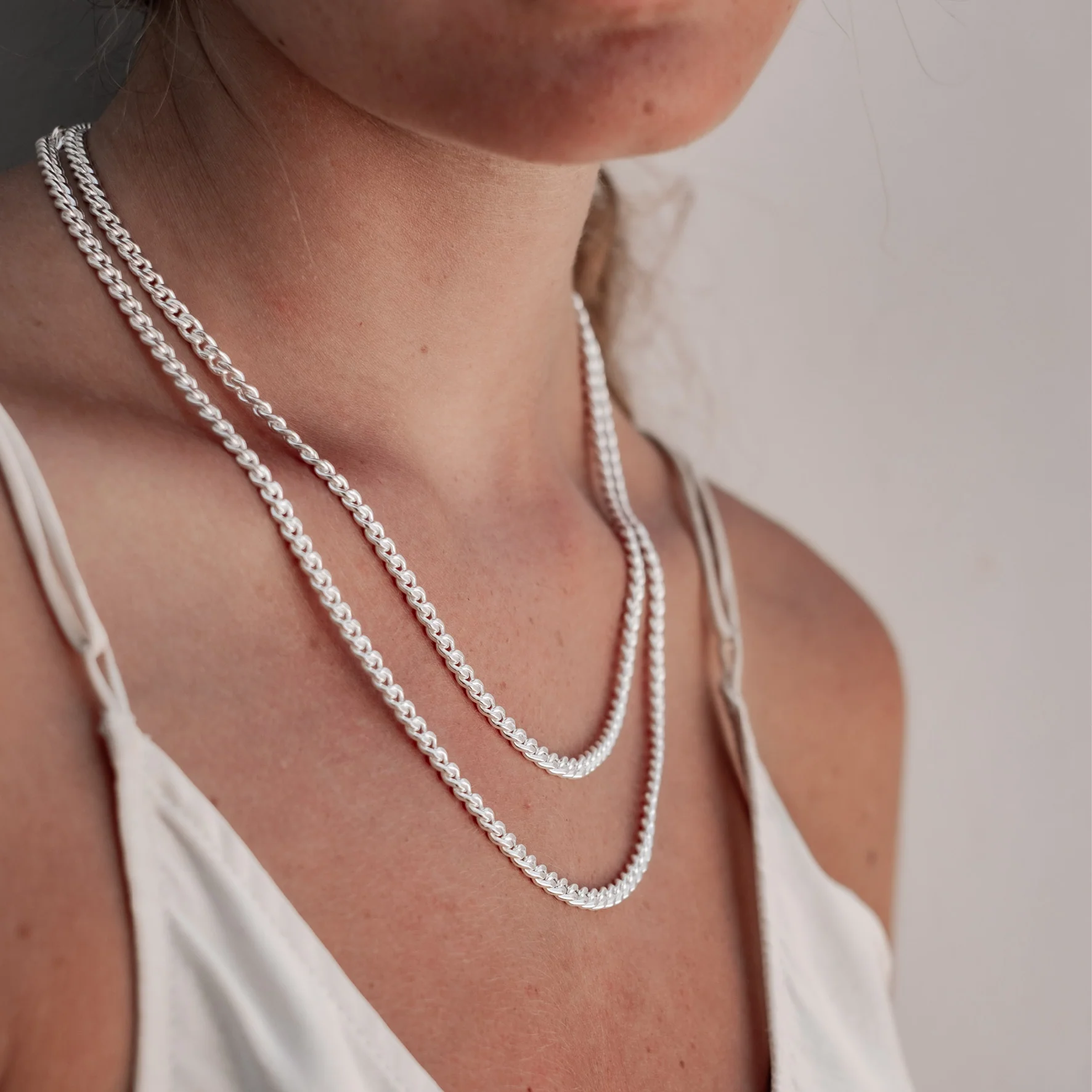 Brooklyn Flat Curb Necklace - Silver - Image 4