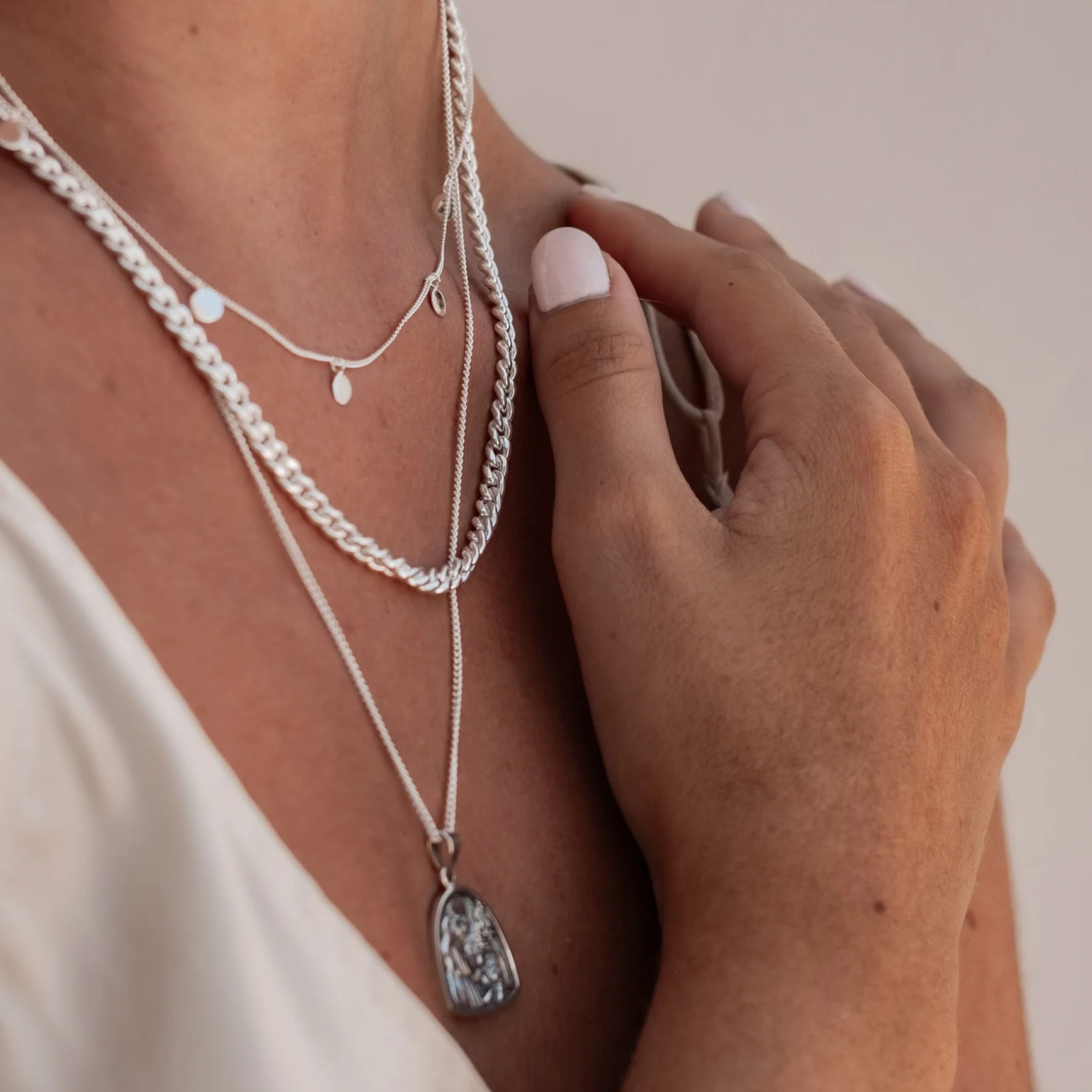 Brooklyn Flat Curb Necklace - Silver - Image 5