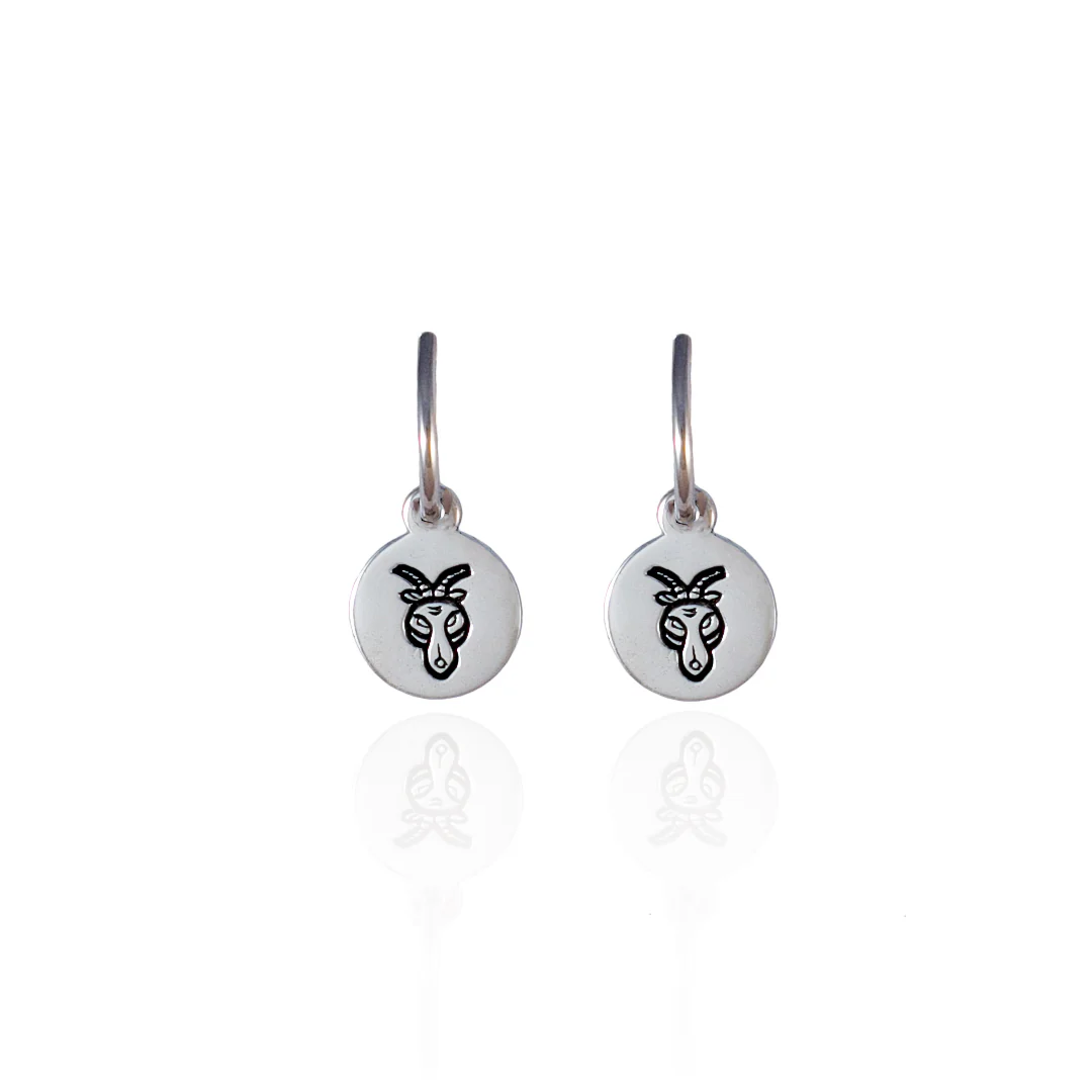 Capricorn Mini Zodiac Hoops - Silver