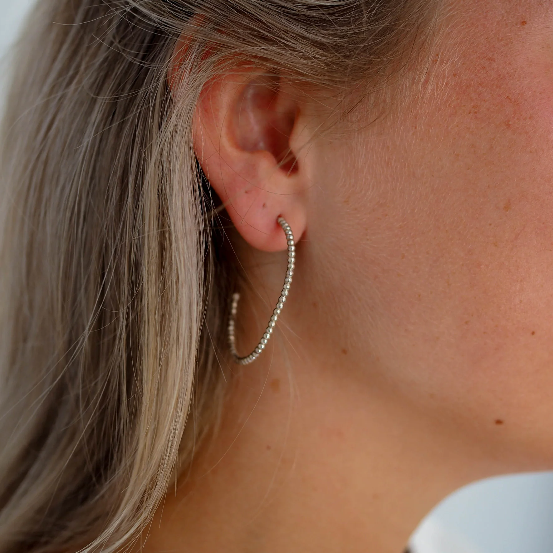 Central Park Dotty Earrings 30mm - Silver - Image 2