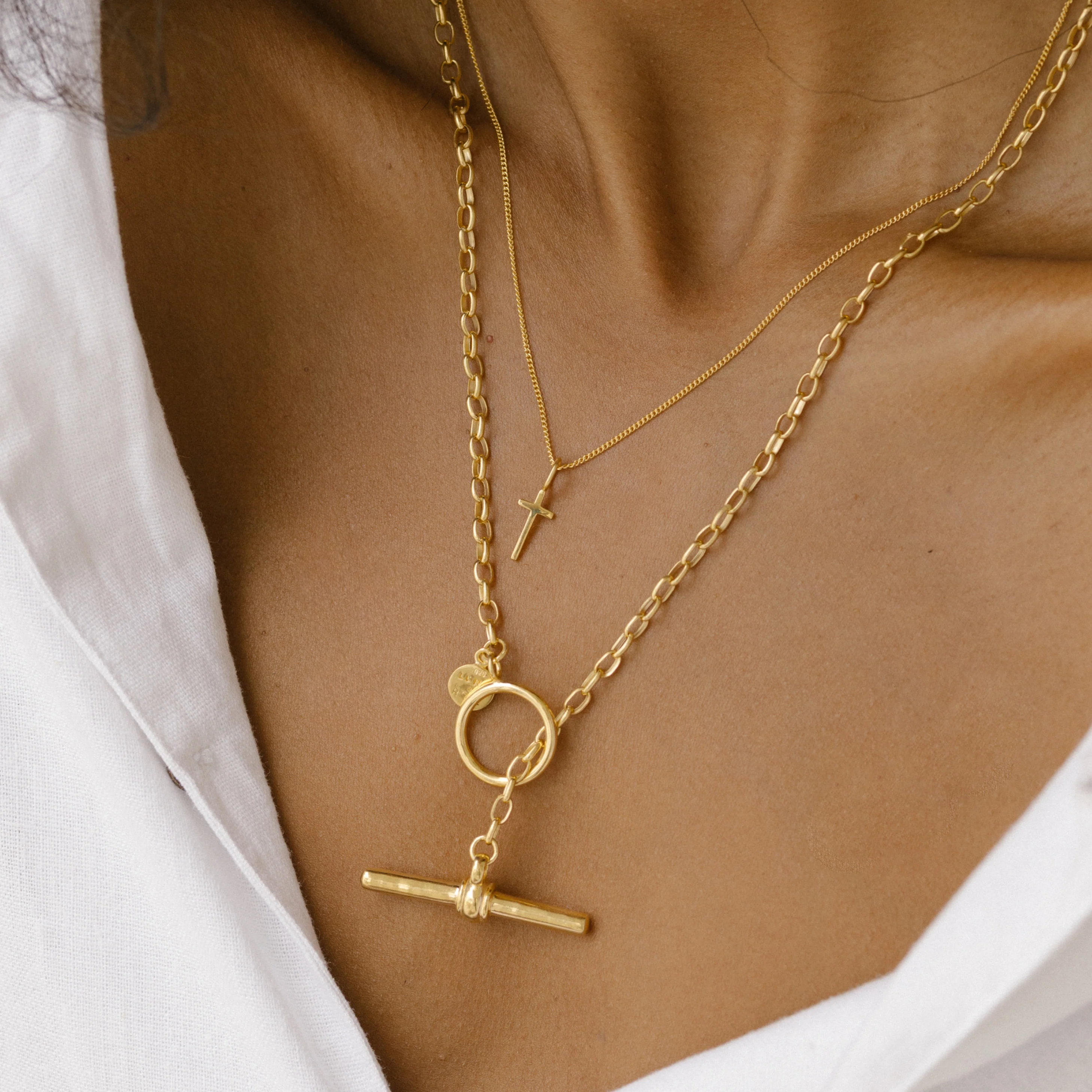 Cher FOB Chain Necklace - Gold - Image 2