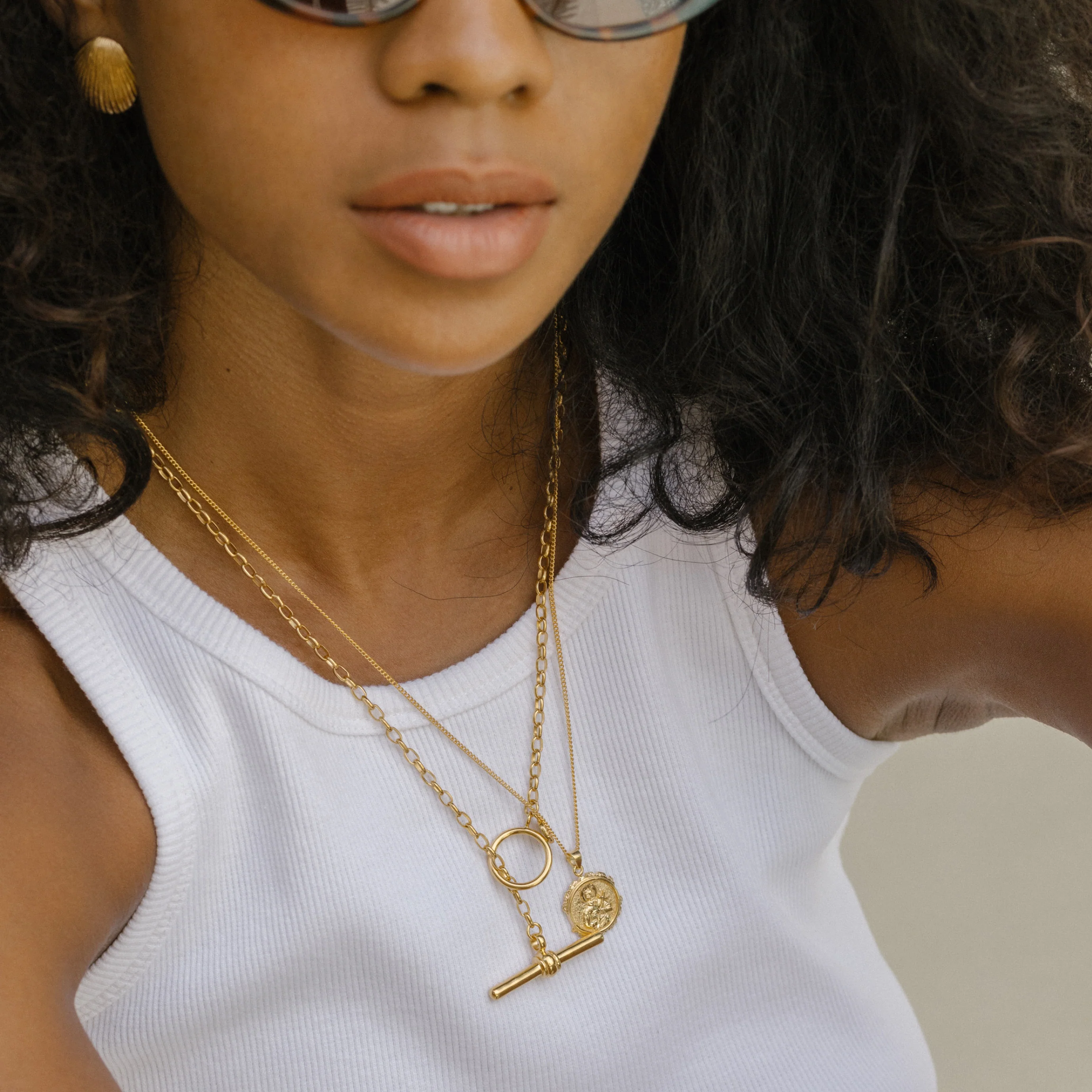 Cher FOB Chain Necklace - Gold - Image 6