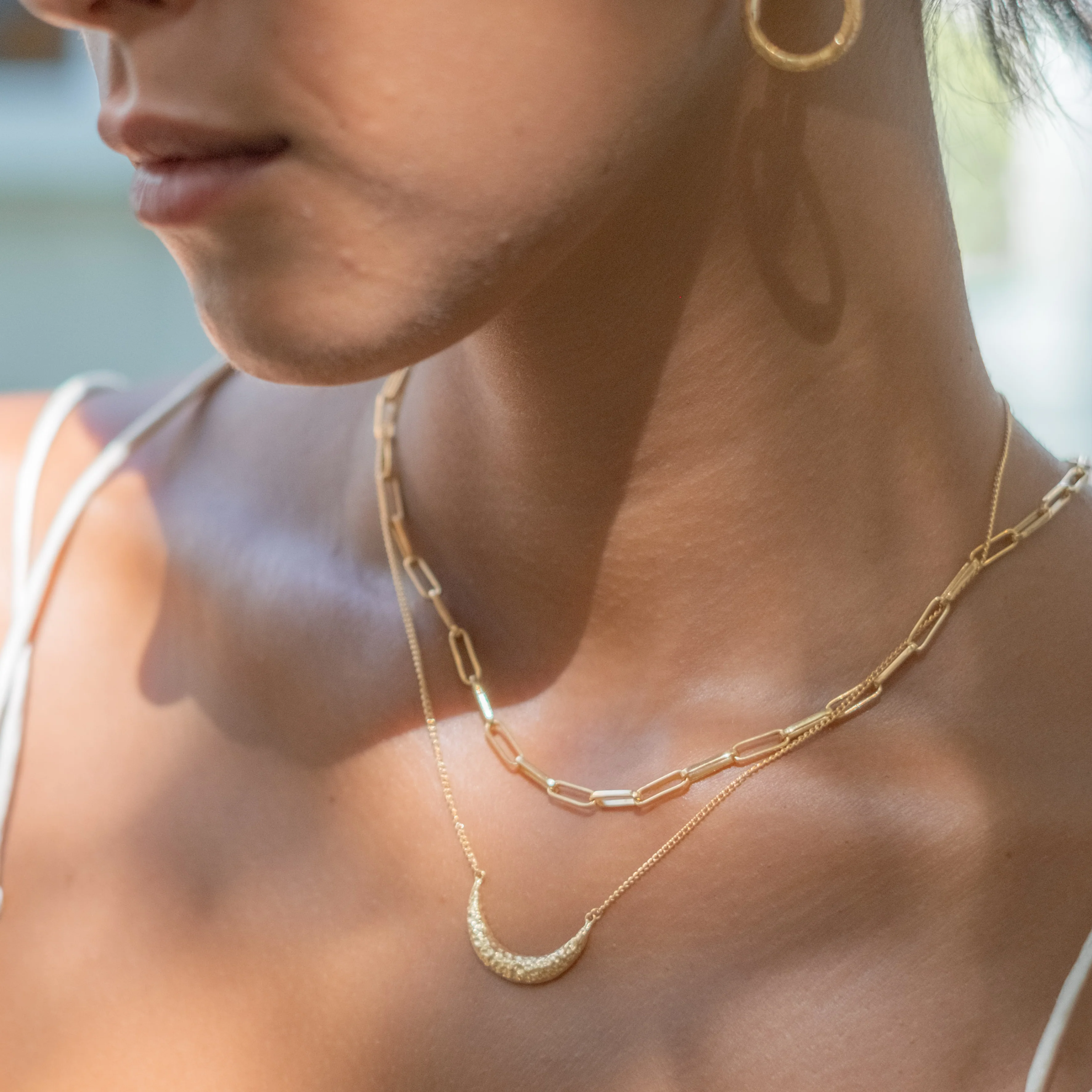 Clarity Crescent Necklace - Gold - Image 4