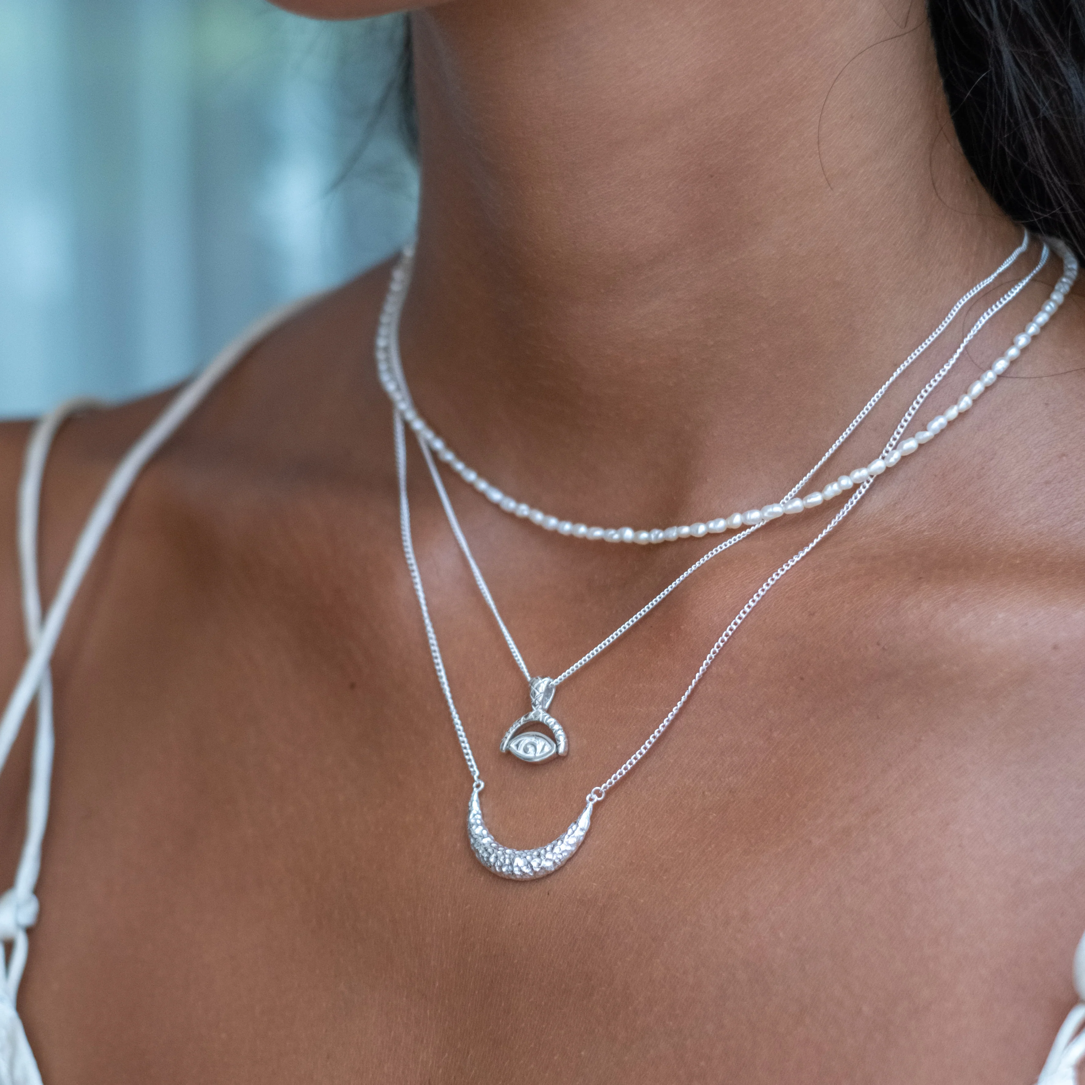 Clarity Crescent Necklace - Silver - Image 3