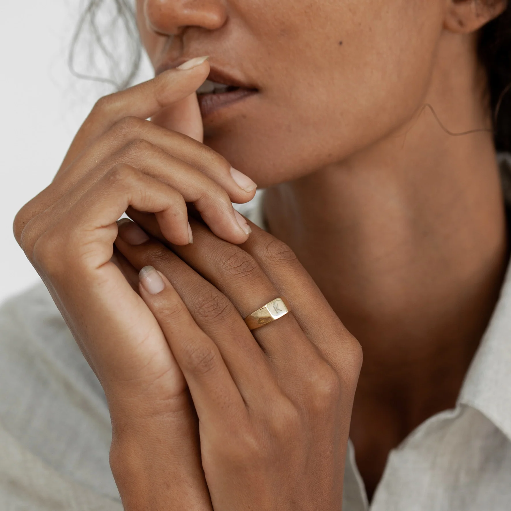 Classic Square Signet Ring - Gold - Image 4
