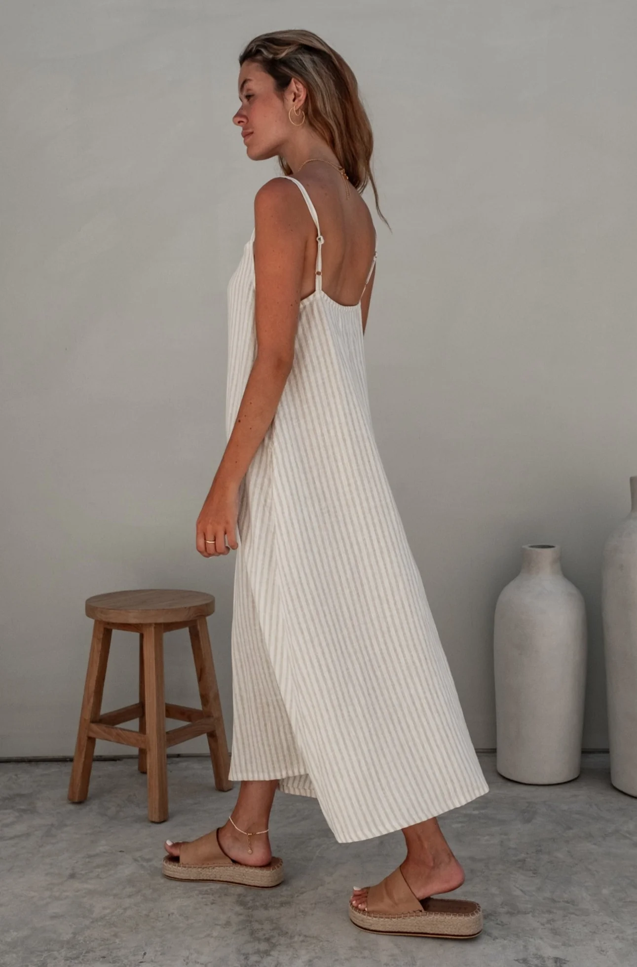 Daisy Dress - Natural Sand Dune Stripe - Image 2