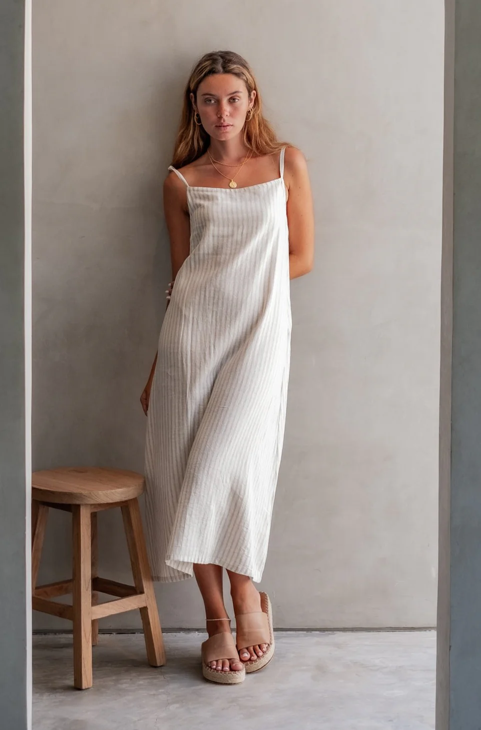 Daisy Dress - Natural Sand Dune Stripe - Image 3