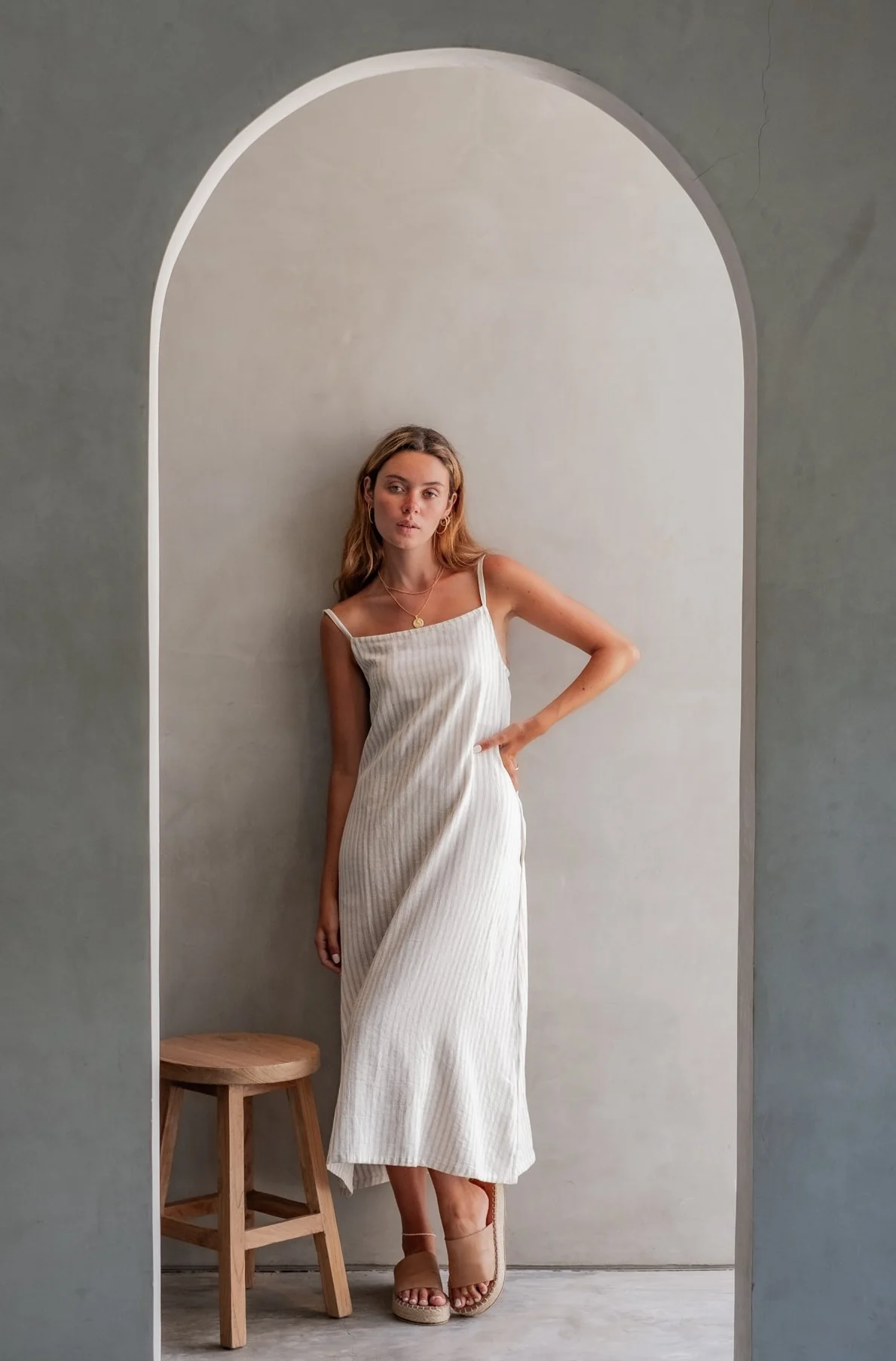 Daisy Dress - Natural Sand Dune Stripe - Image 4