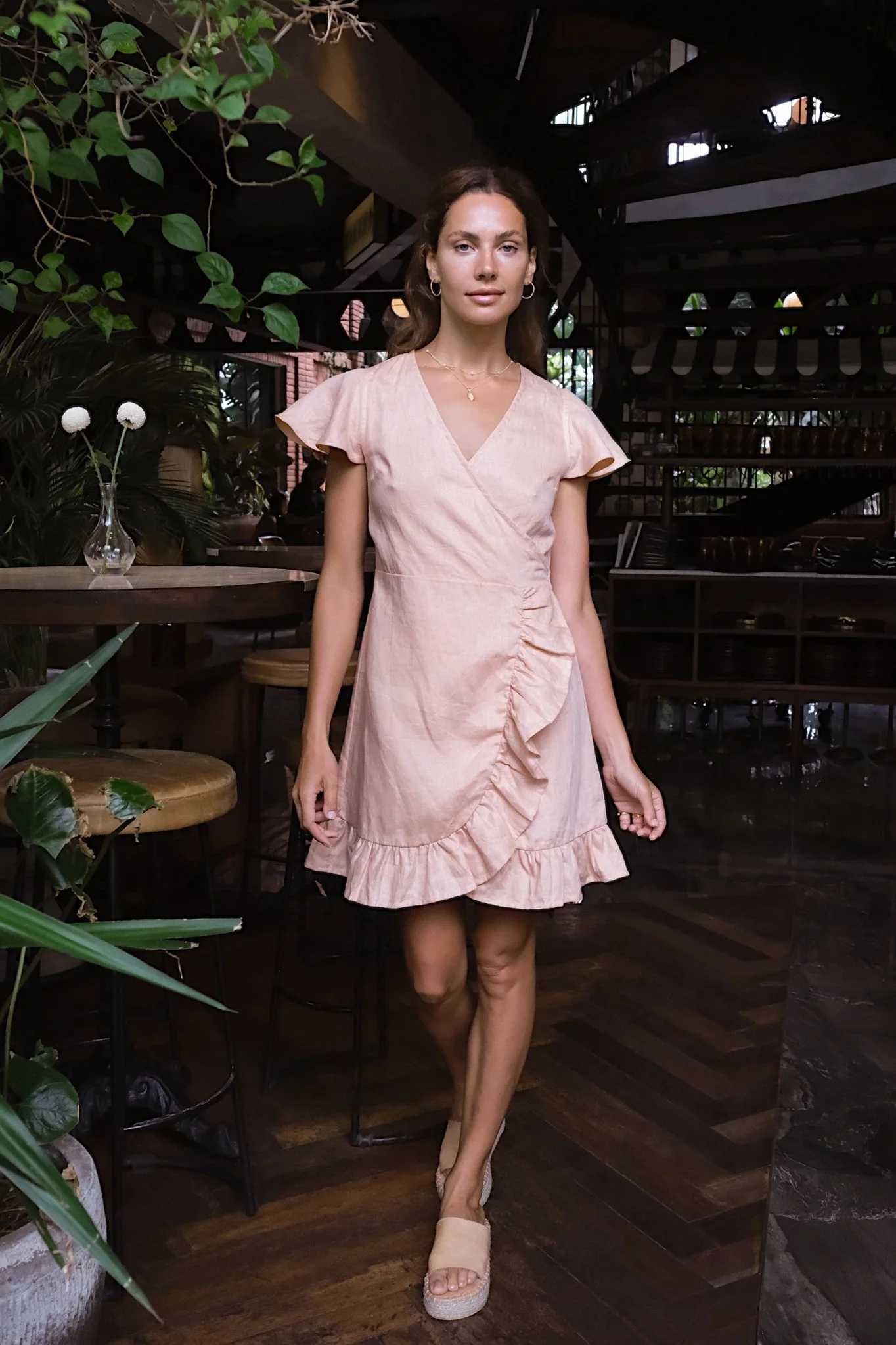 DAPHNE WRAP DRESS - Cactus Peach
