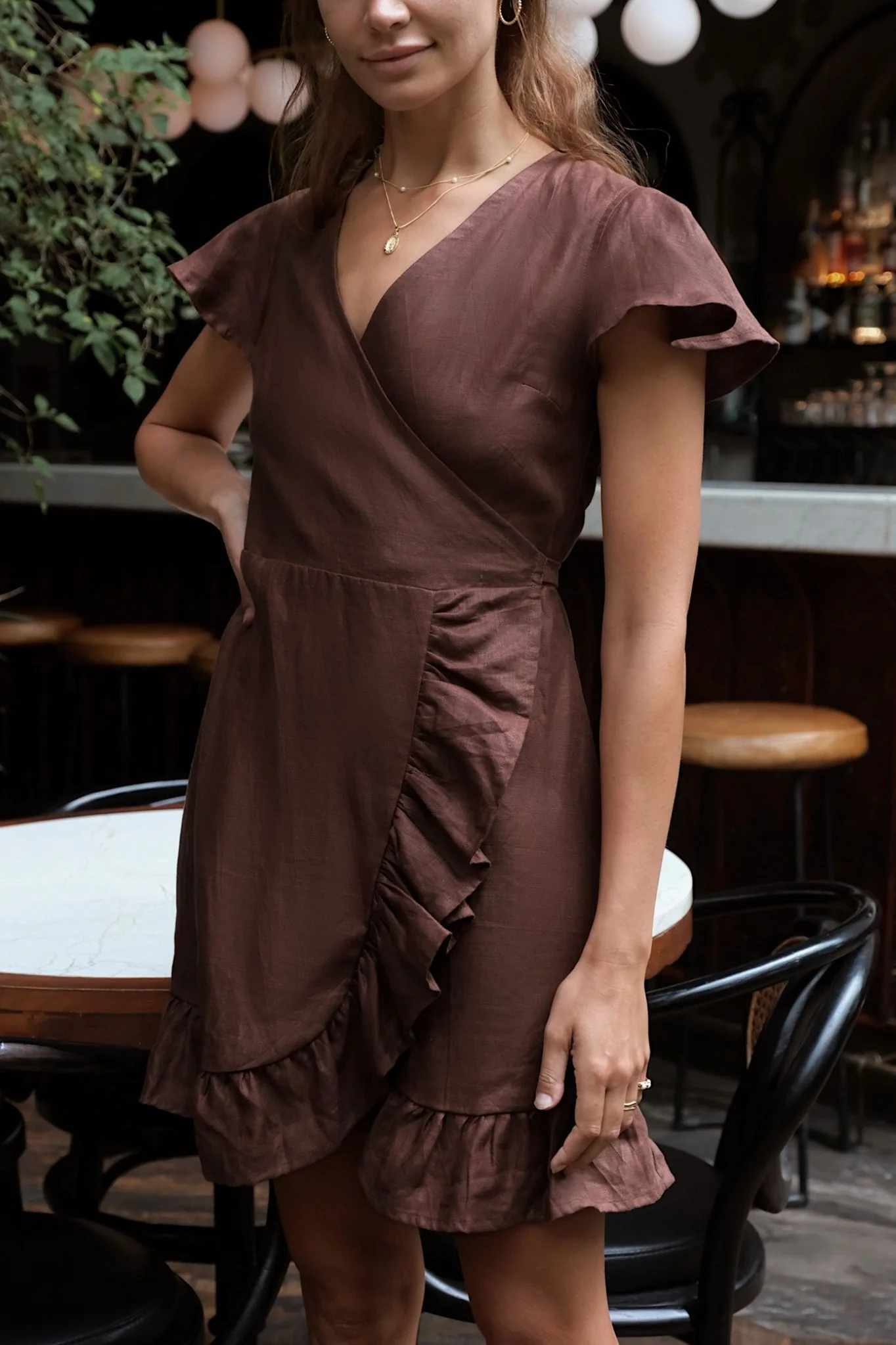 DAPHNE WRAP DRESS - Espresso - Image 2