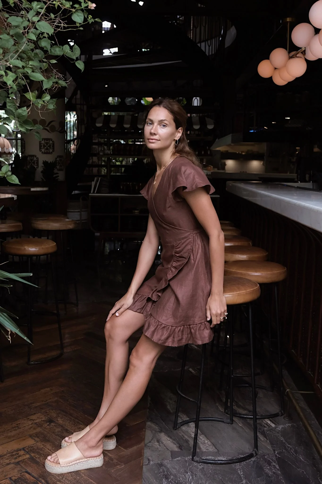 DAPHNE WRAP DRESS - Espresso - Image 3