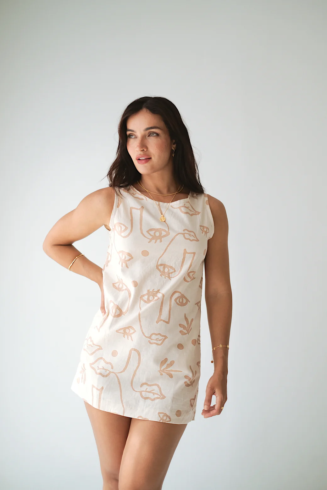 DOLLY DRESS - Plant Eyes Sand