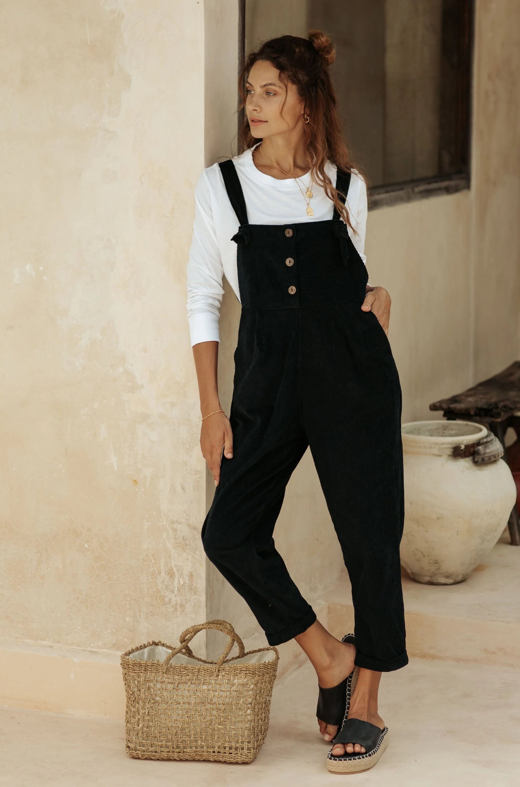 Eddie Overalls - Chia Black Cord **ORGANICALLY PLANT DYED**