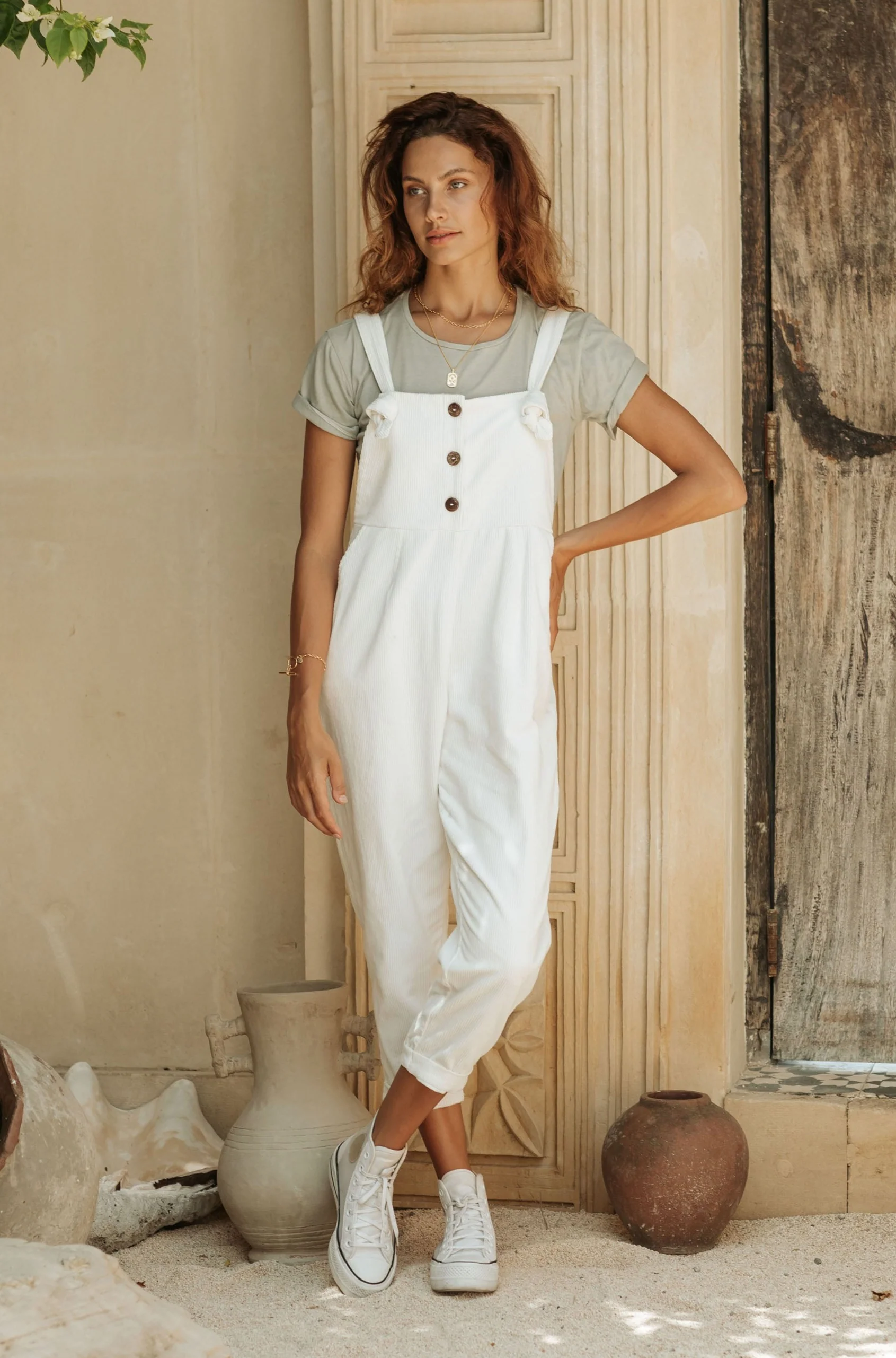 Eddie Overalls - Coconut White Corduroy - Image 2