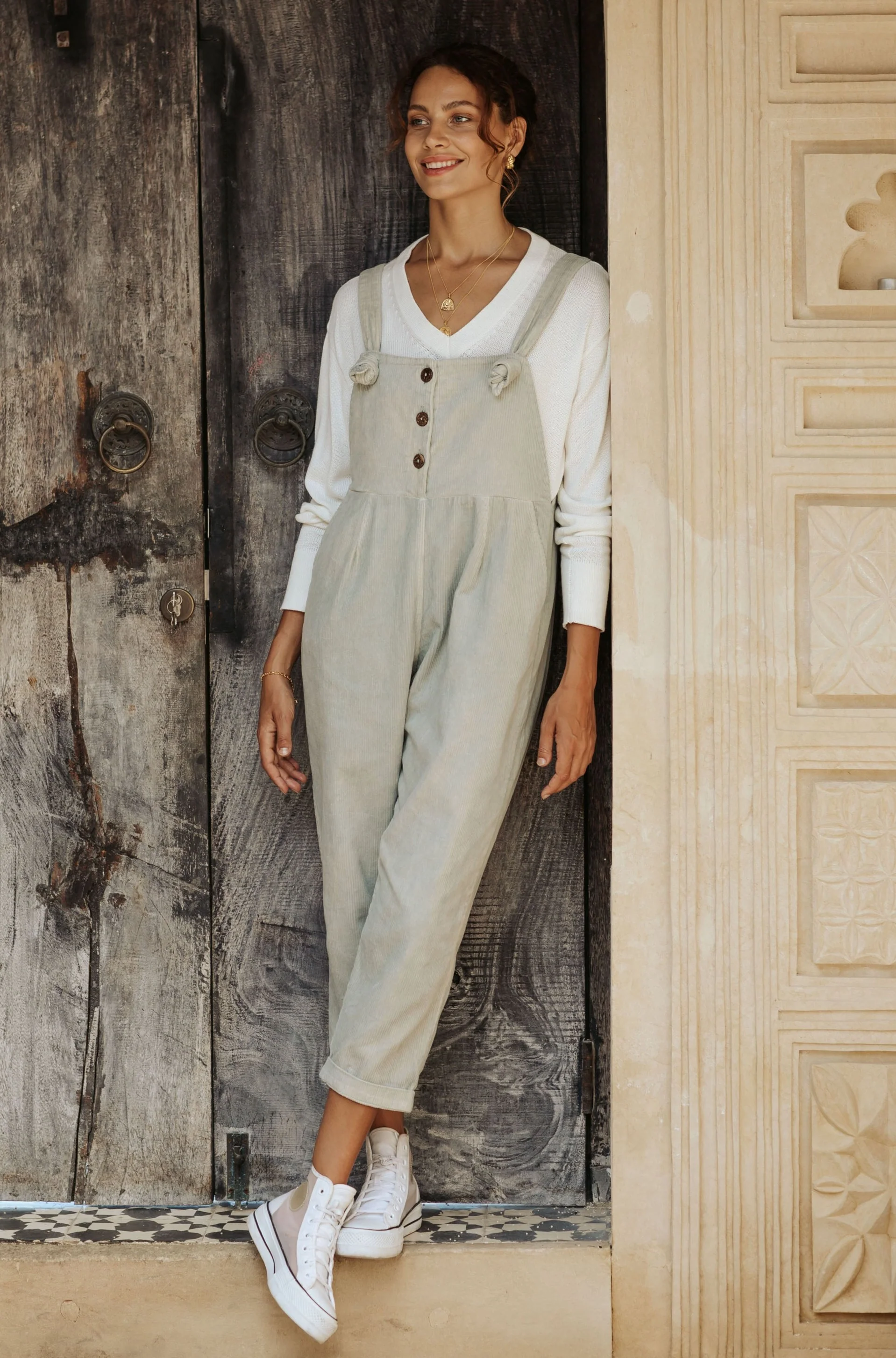 Eddie Overalls - Sage Corduroy **ORGANICALLY DYED**