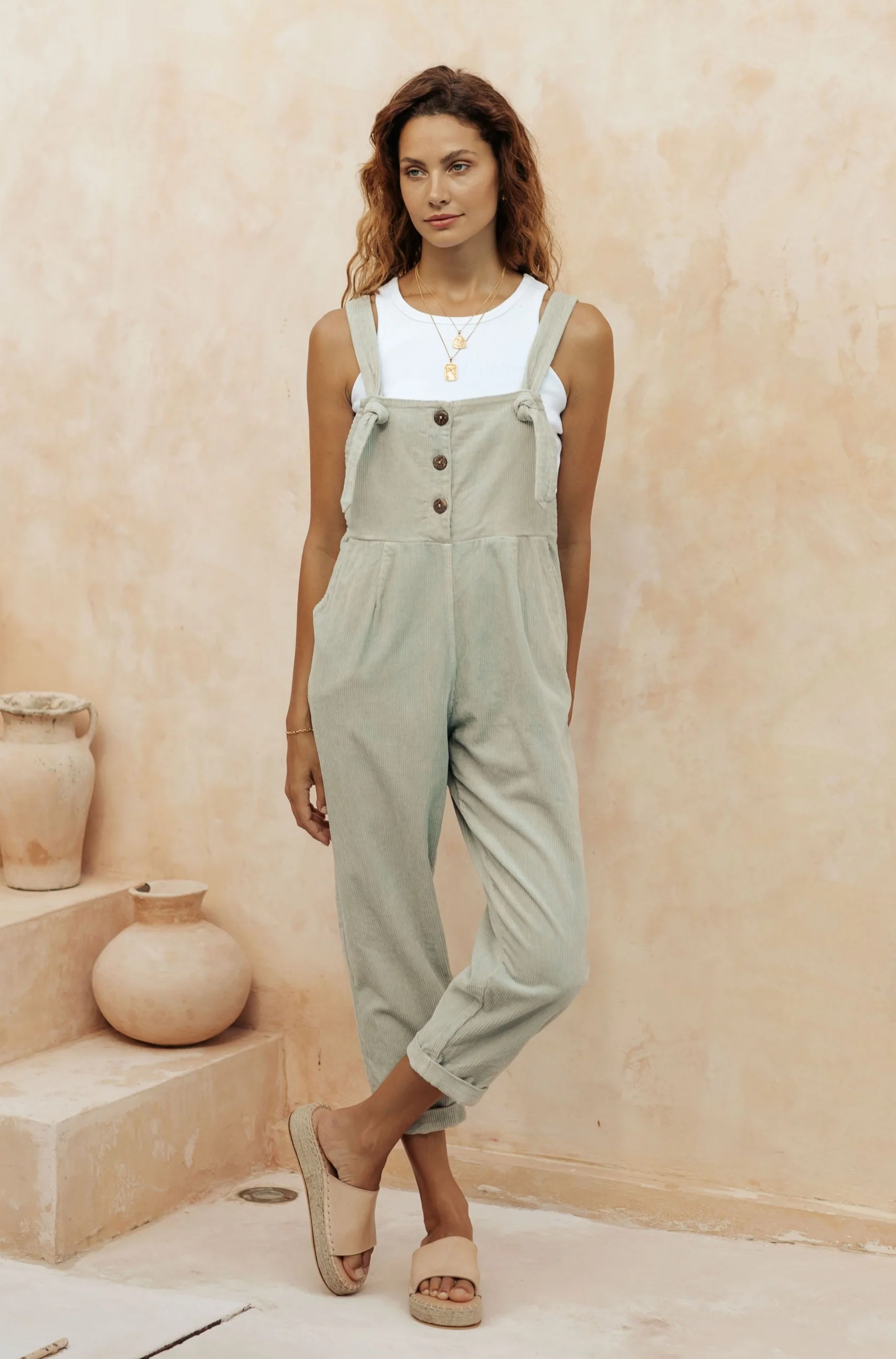 Eddie Overalls - Sage Corduroy **ORGANICALLY DYED** - Image 6