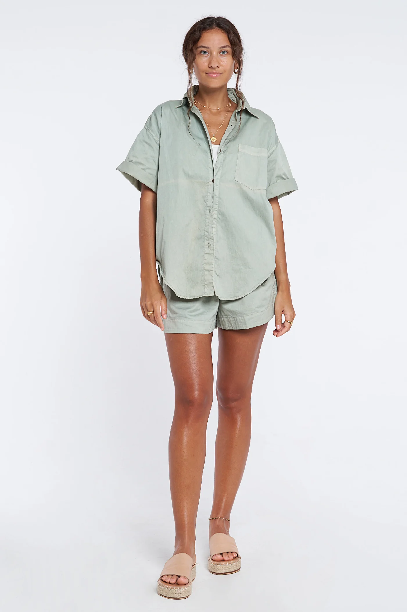 Gerry Shorts - Organic Cotton - Sage *Organic Plant Dyed* - Image 4