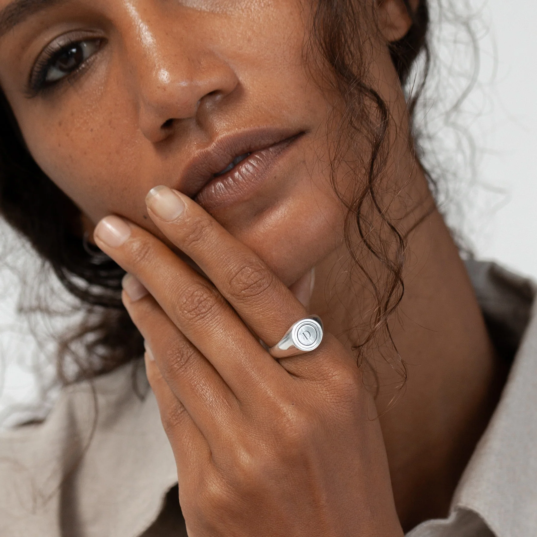 Halo Signet Ring - Silver - Image 3