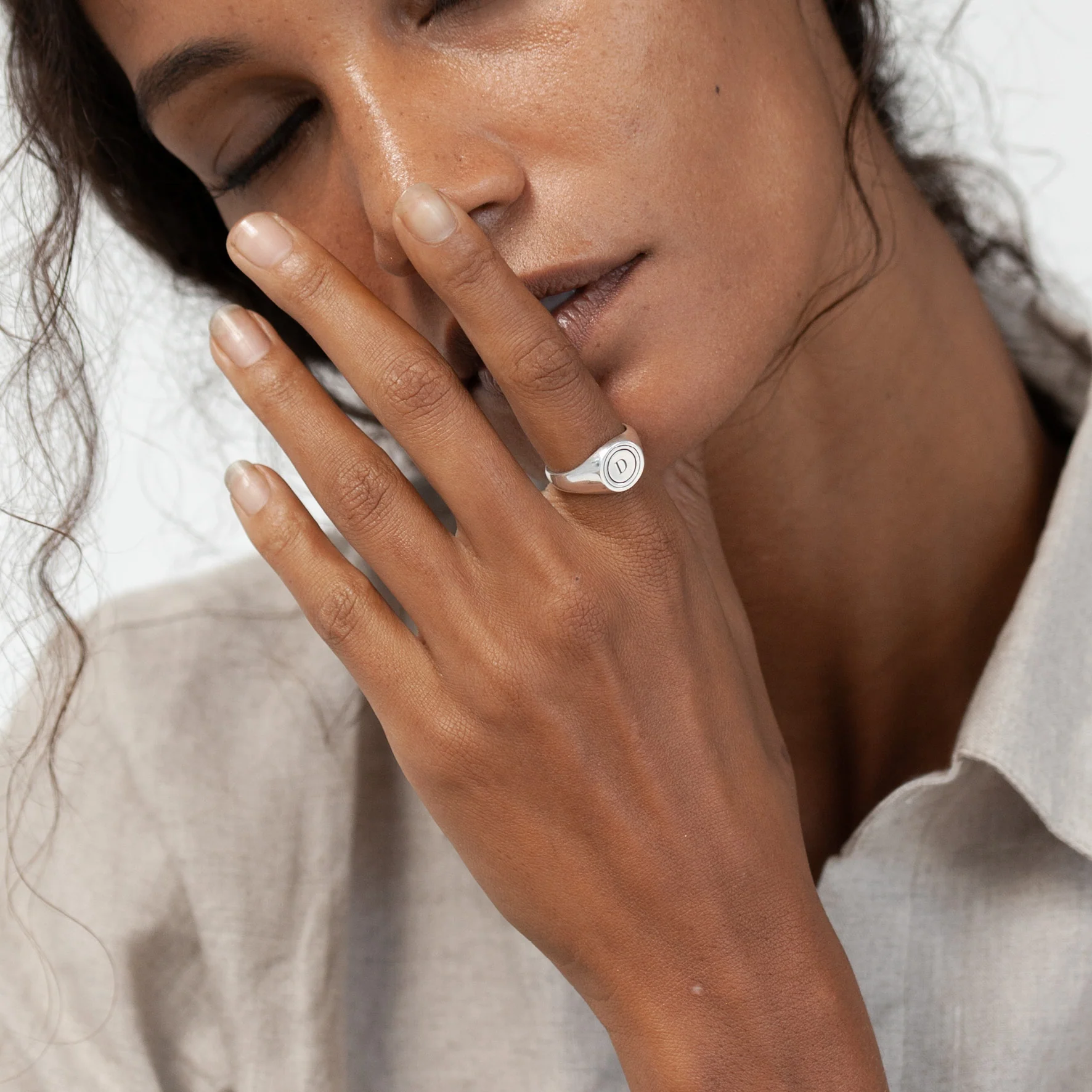 Halo Signet Ring - Silver - Image 4