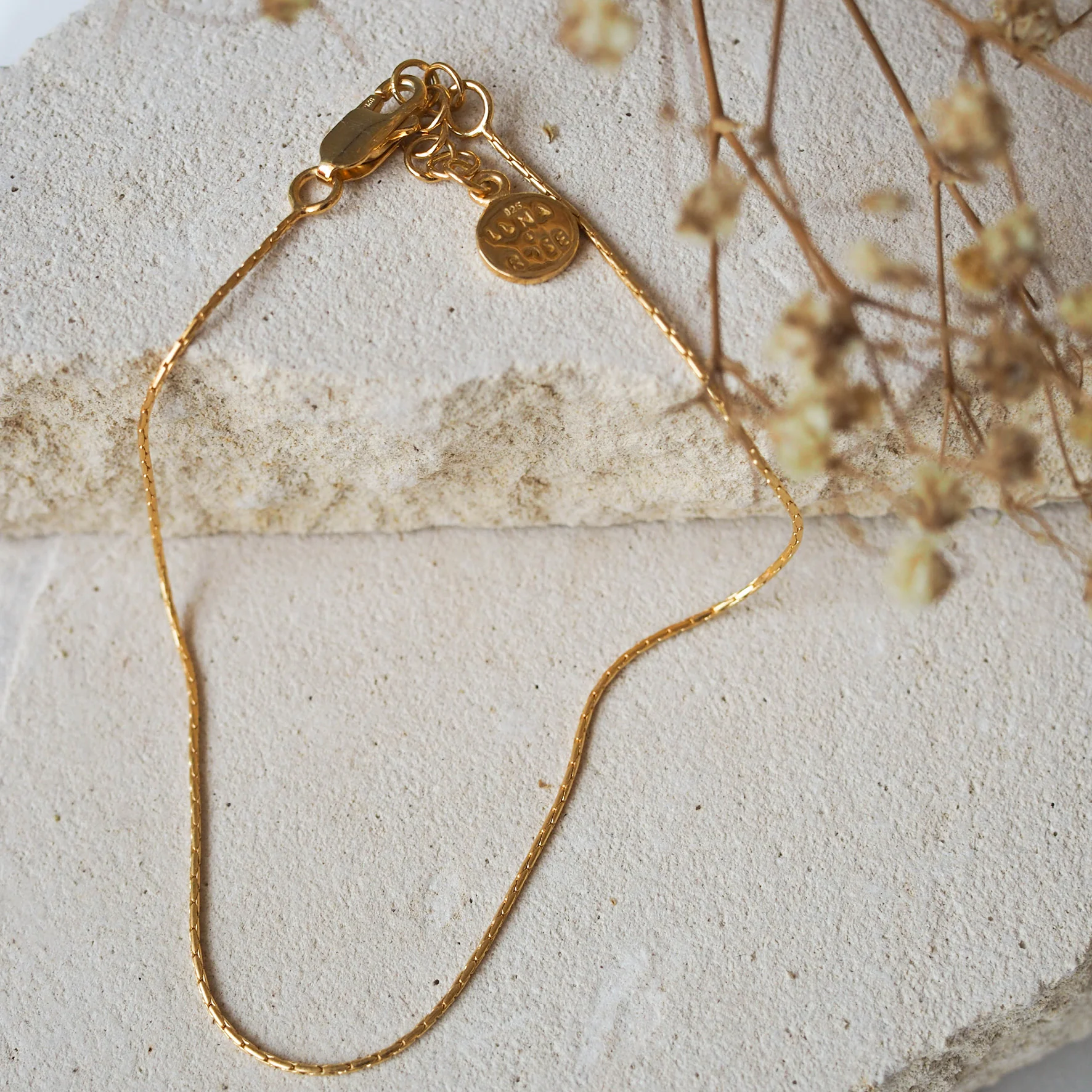 High Line Fine Chain Anklet - Gold - Image 3