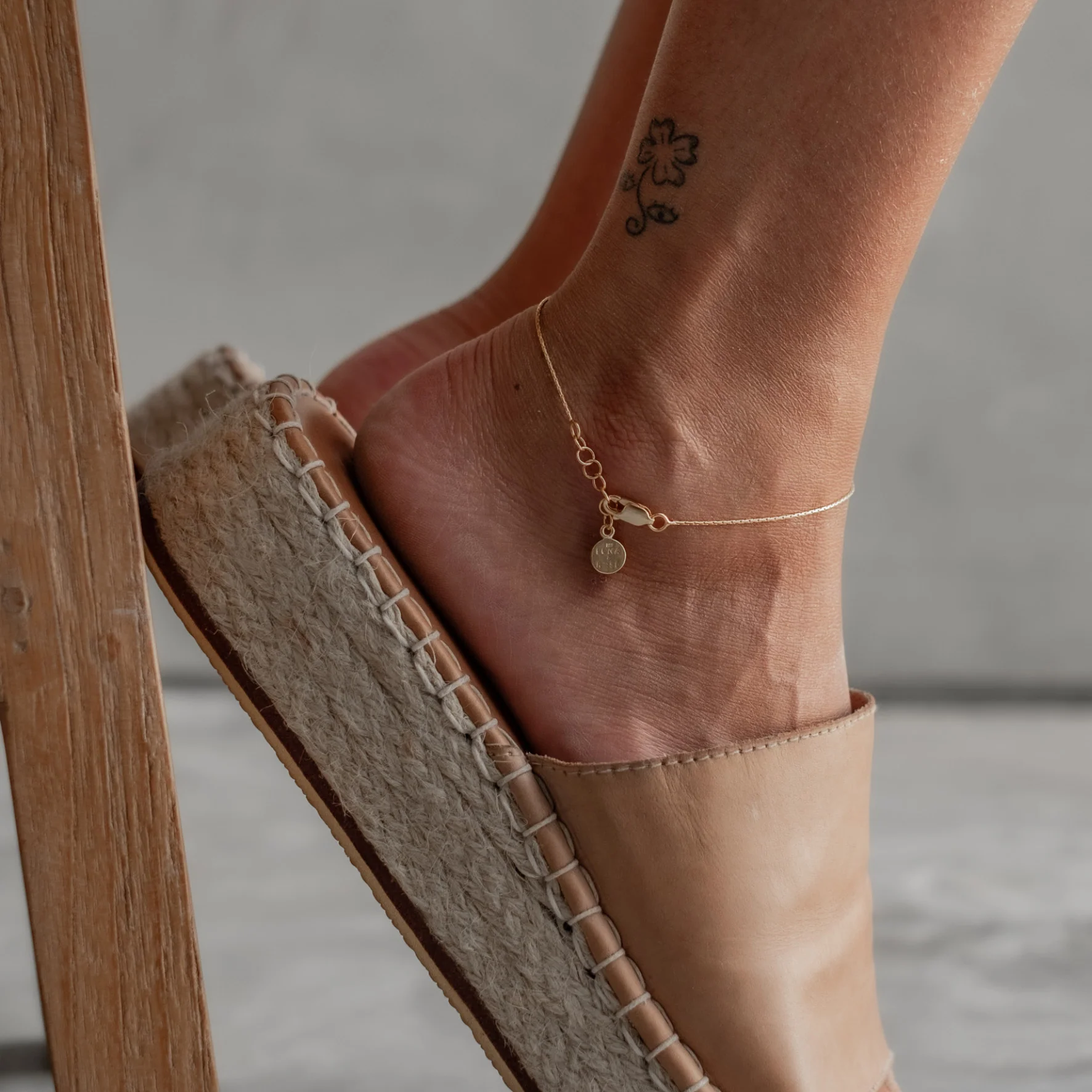 High Line Fine Chain Anklet - Gold - Image 5