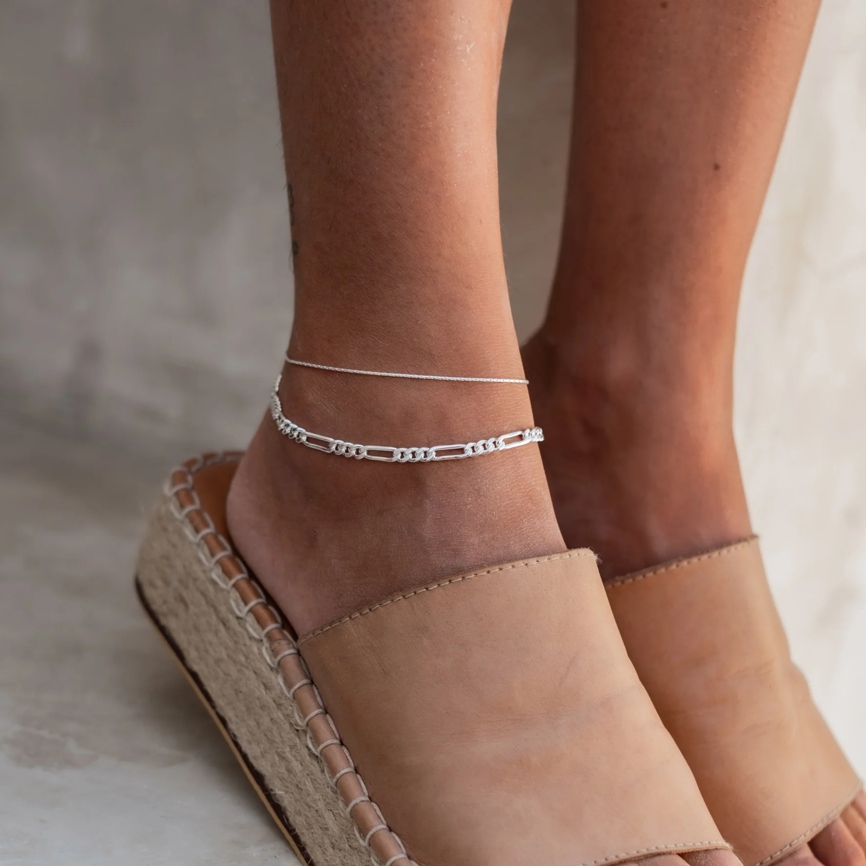 High Line Fine Chain Anklet - Silver - Image 4