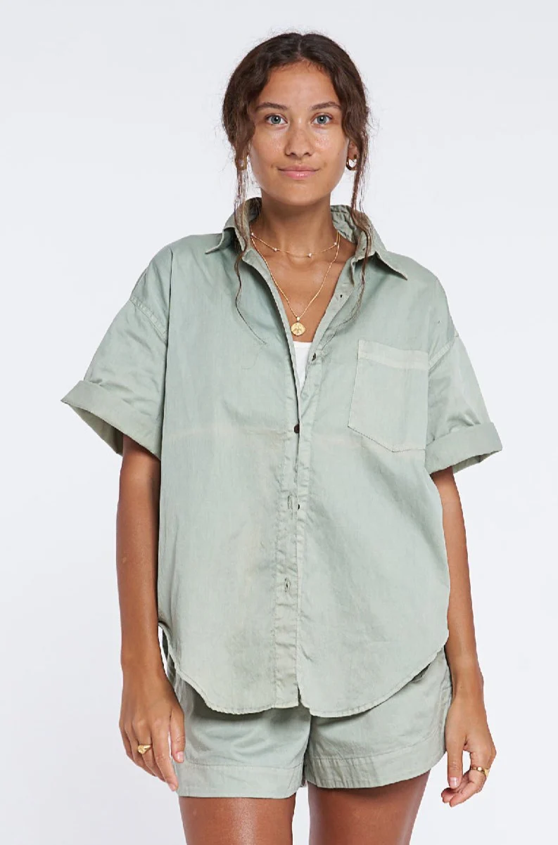 Jan Shirt - Organic Cotton - Sage *Organic Plant Dyed* - Image 5