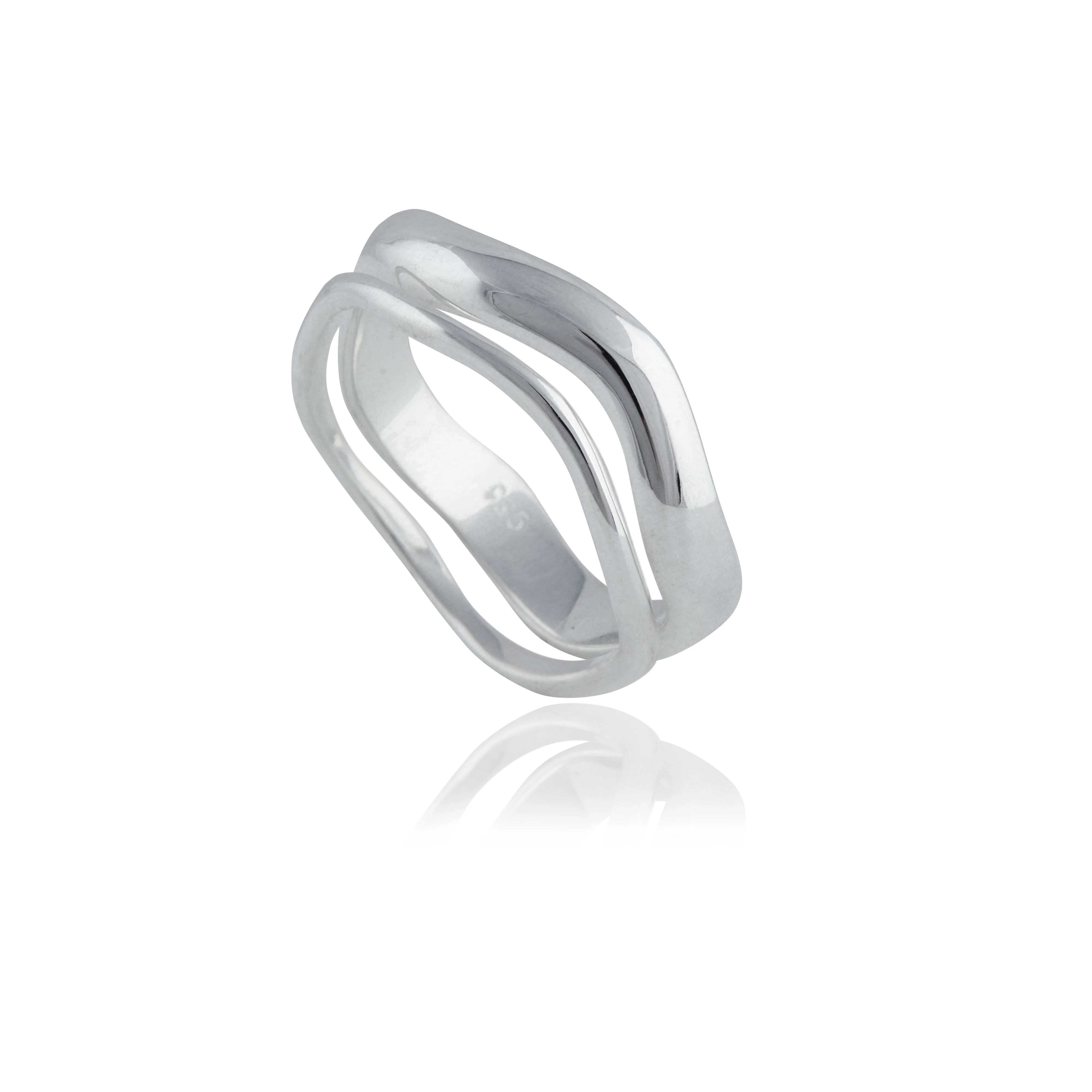 Lafayette Wave Ring Set (2 Rings) - Silver