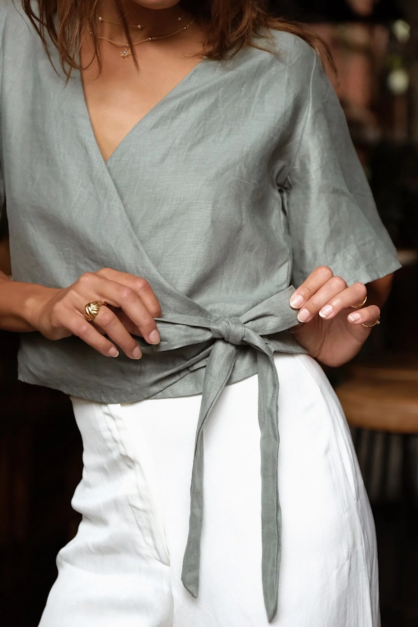 LILY WRAP TOP - Agave - Image 3