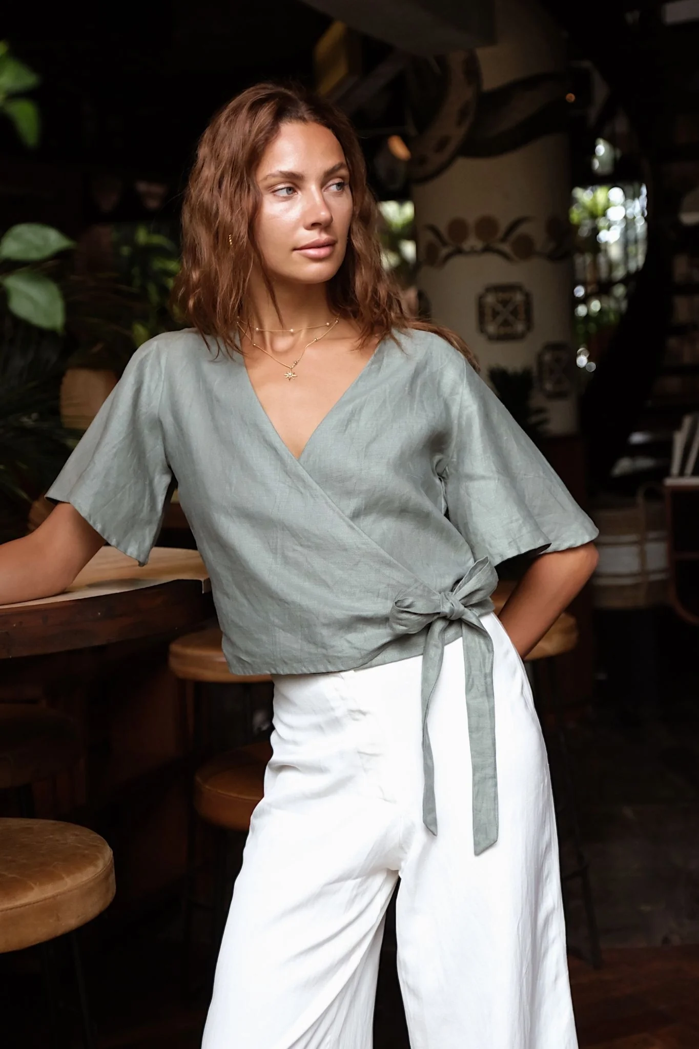 LILY WRAP TOP - Agave - Image 4
