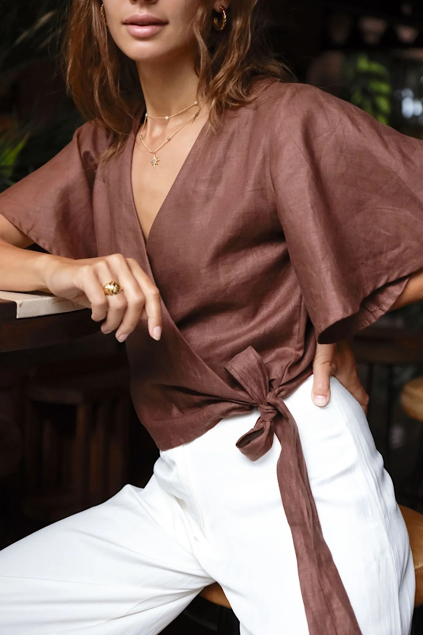 LILY WRAP TOP - Espresso - Image 3
