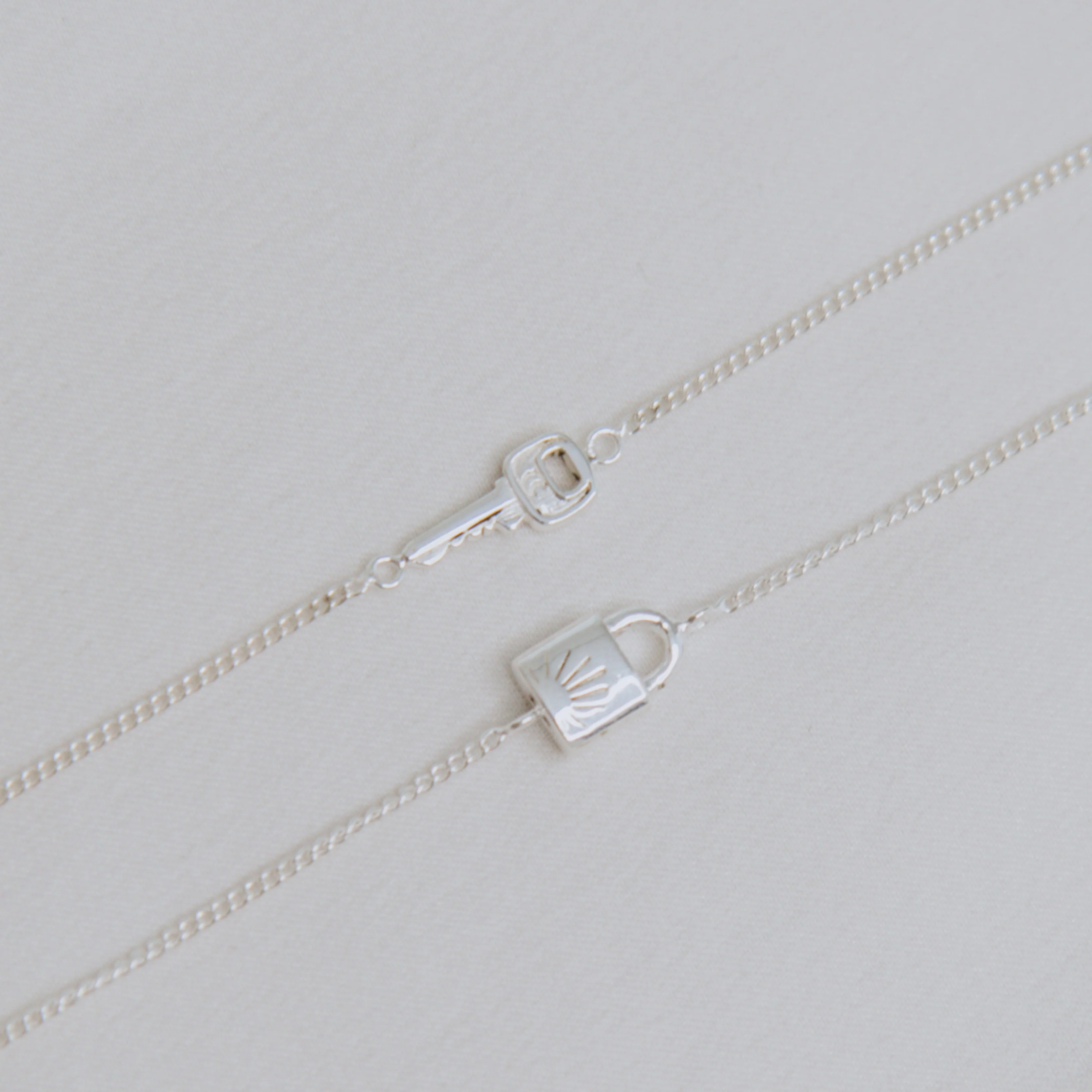 Lock & Key BFF Bracelet SET of 2 - Silver - Image 4