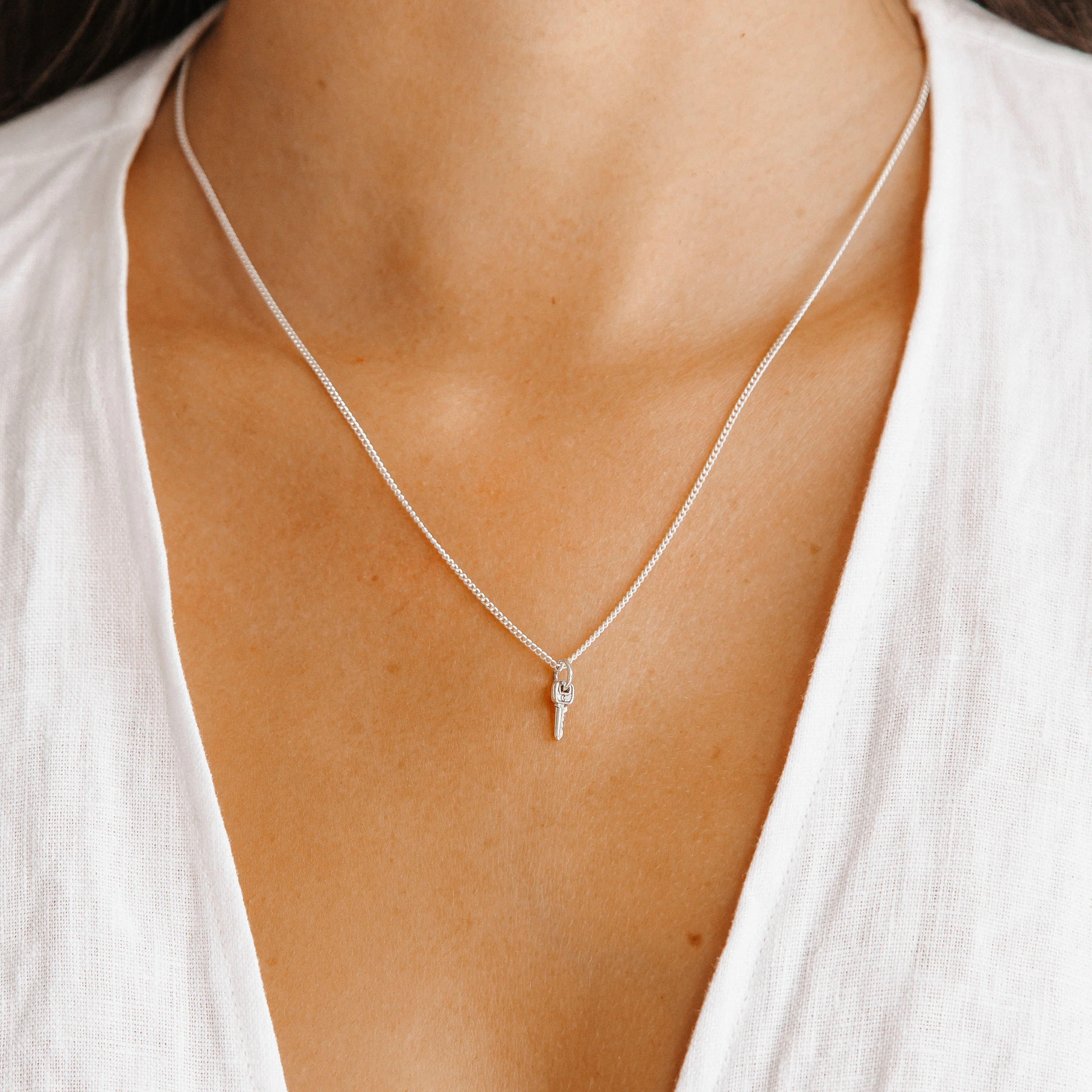 Lock & Key BFF Necklace SET - Silver - Image 3