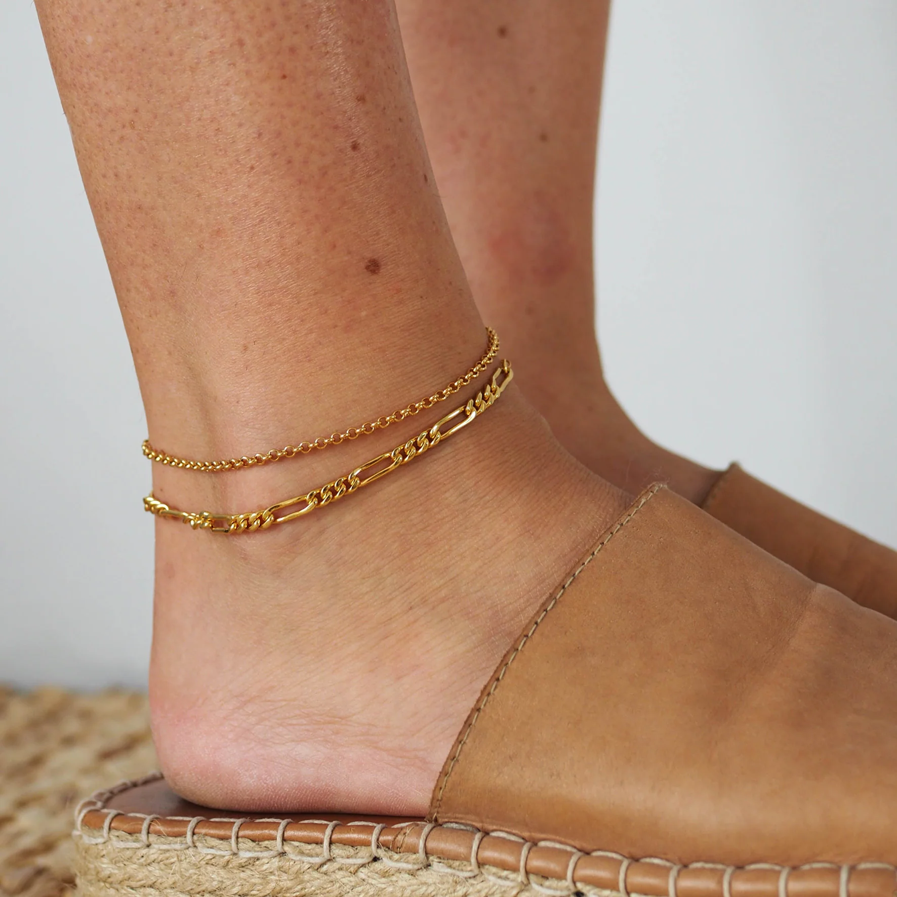 Manhattan Rollo Chain Anklet - Gold - Image 3