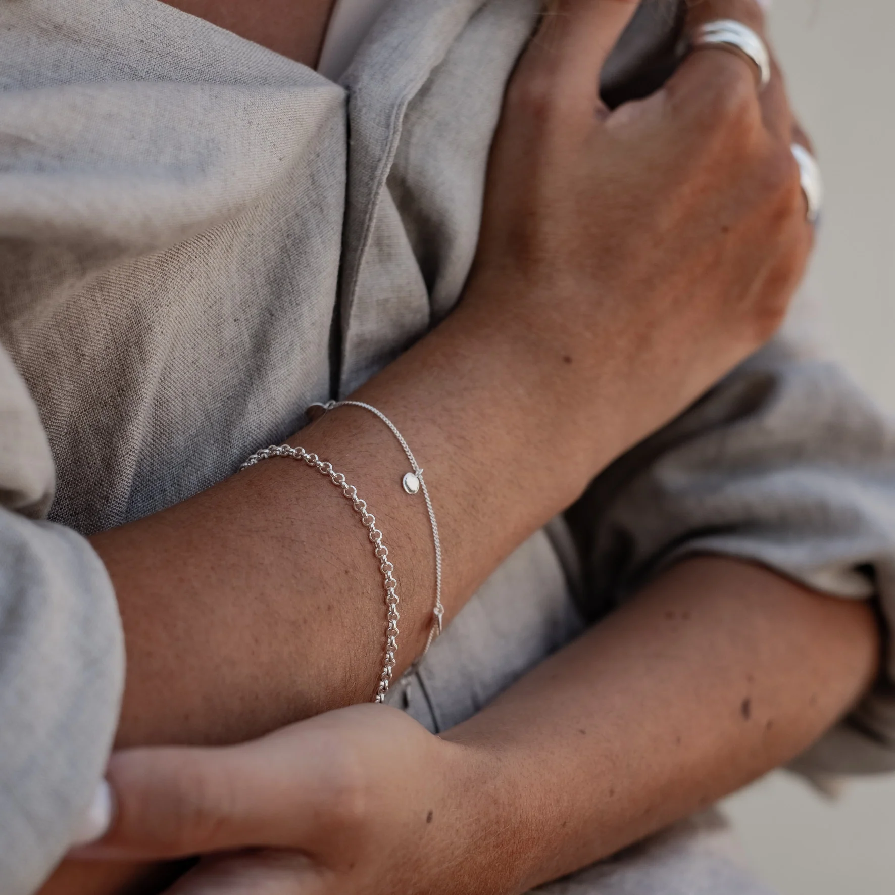 Manhattan Rollo Chain Bracelet - Silver - Image 2