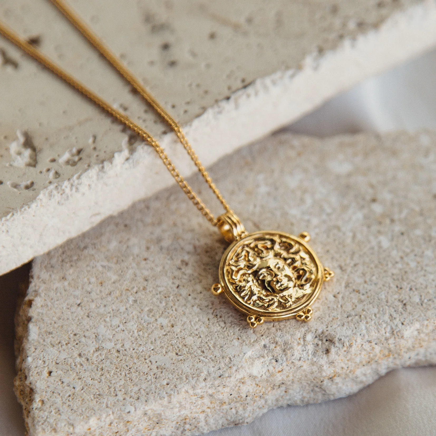 Medusa Pendant for Protection Necklace - Gold - Image 4