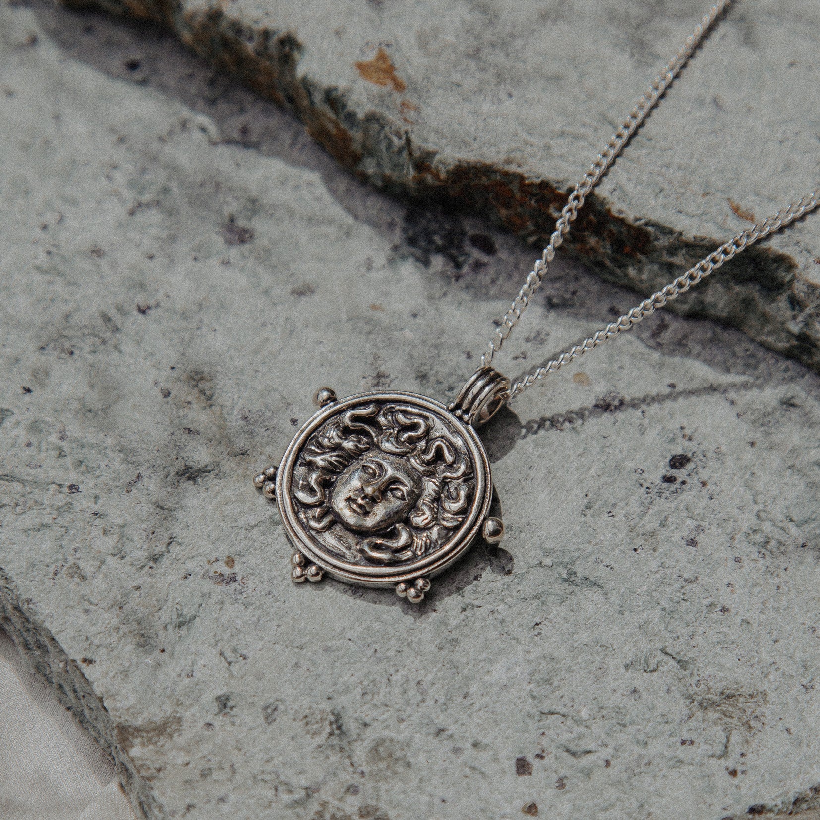 Medusa Pendant for Protection Necklace - Silver - Image 3